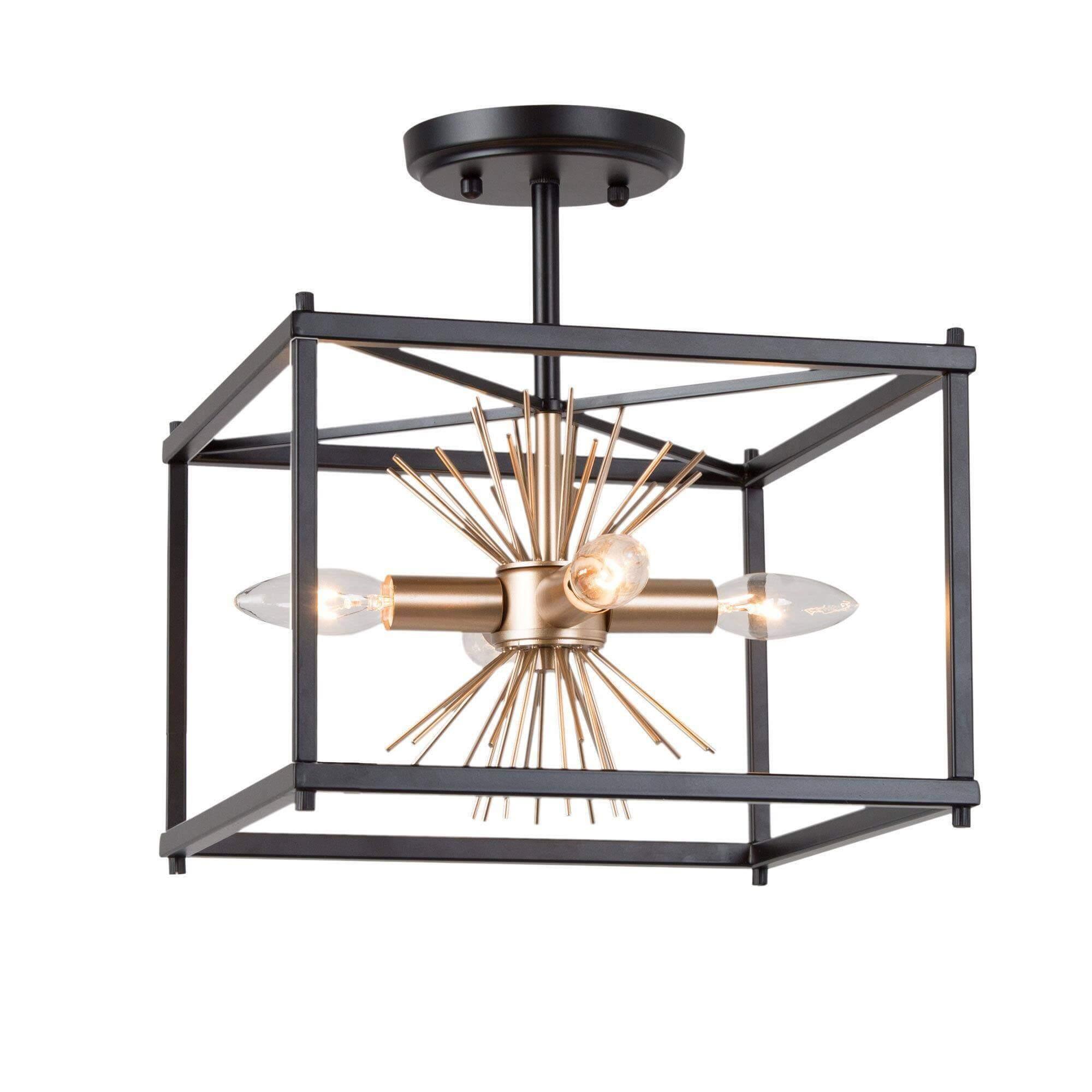 4-Light Sputnik Square Semi Flush Mount Ceiling Light