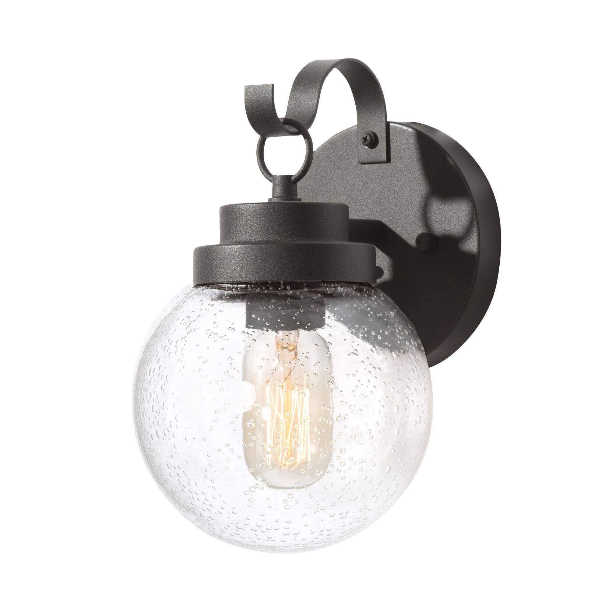 1-Light 2 Pack Black Globe Outdoor Wall Sconce