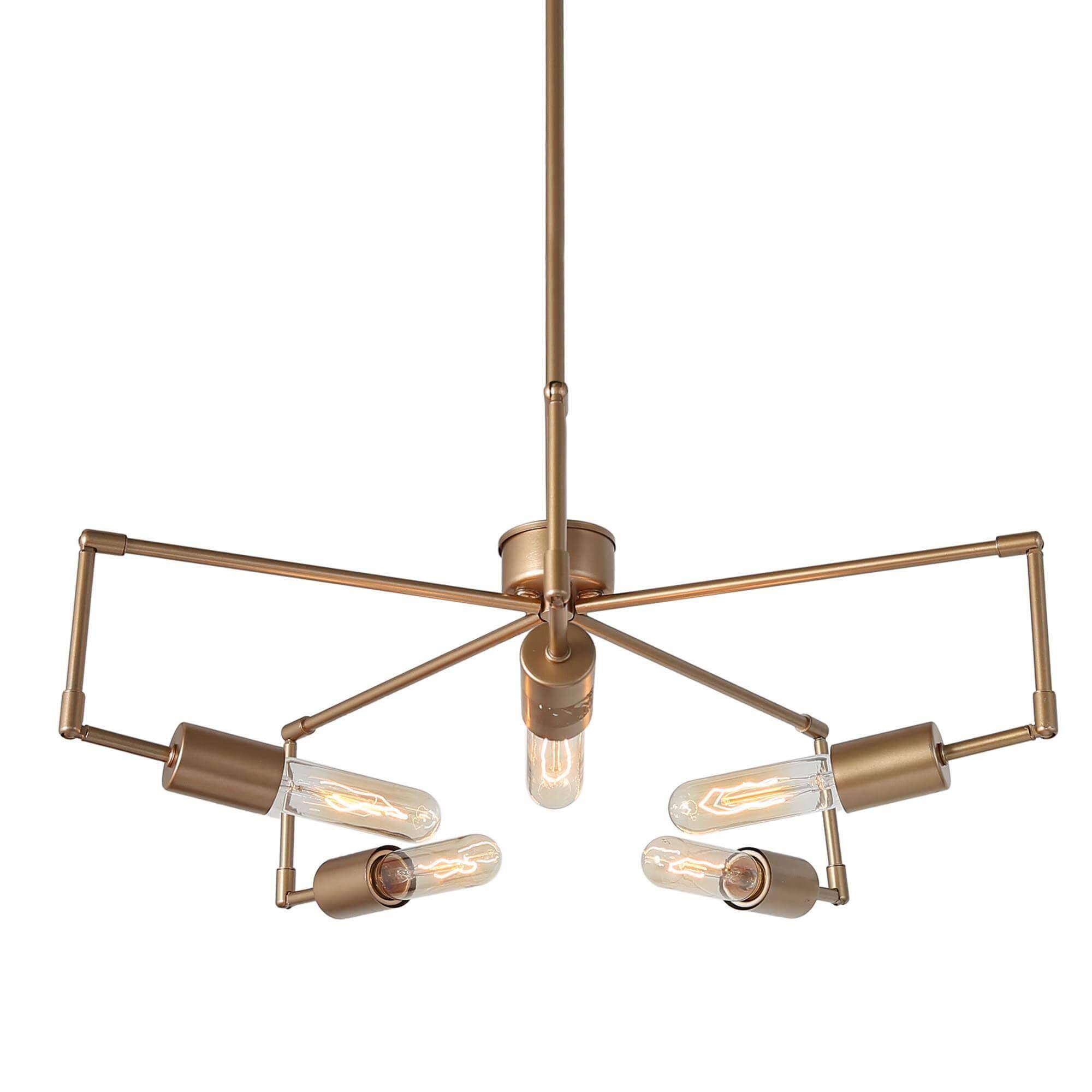 5-Light Modern Adjustable Sputnik Chandeliers Gold