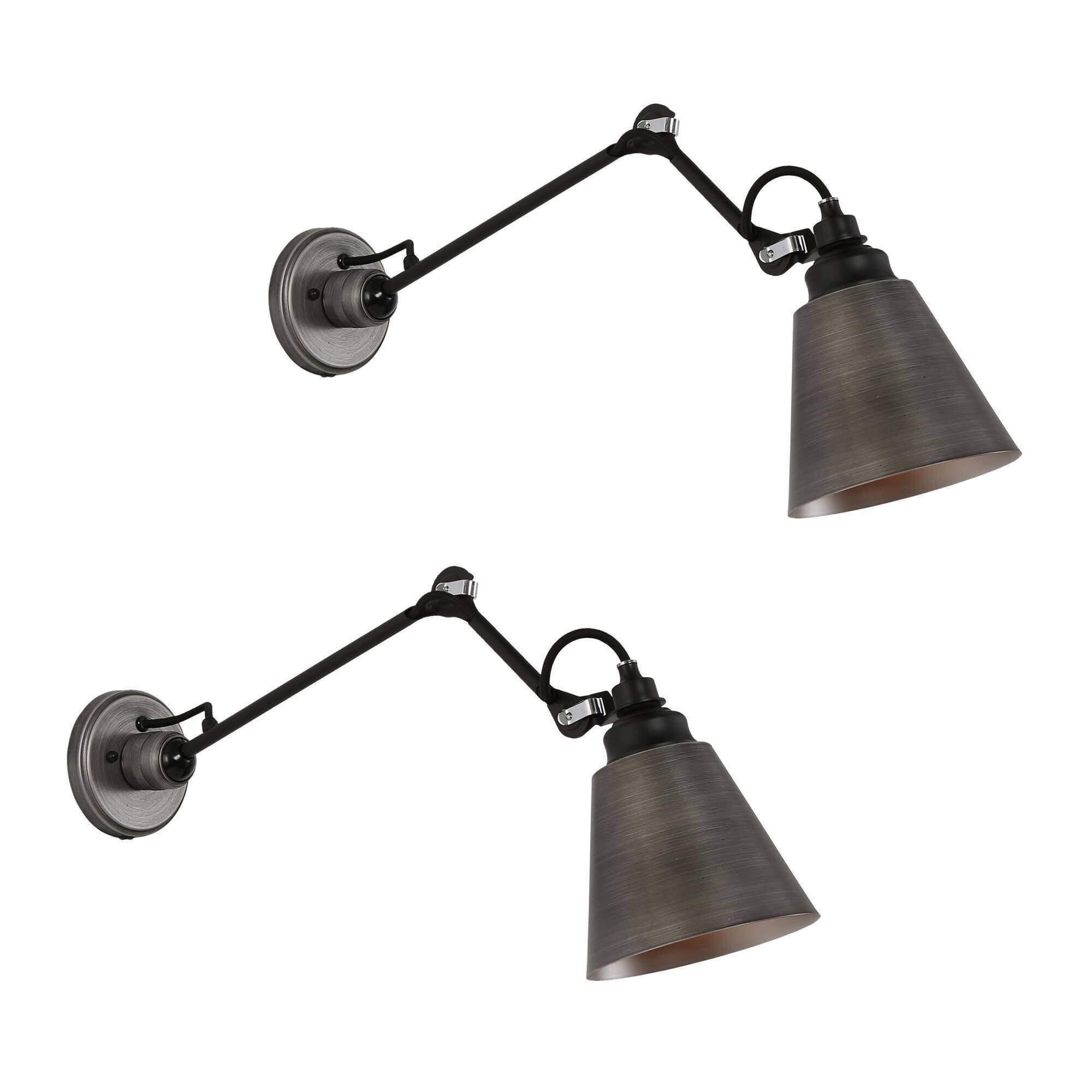 2 Pack Black Swing Arm Wall Lights