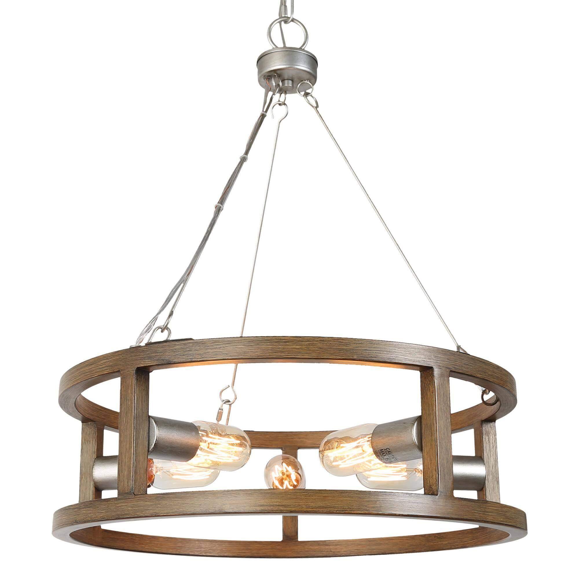 5-Light Faux Wood Drum Chandelier