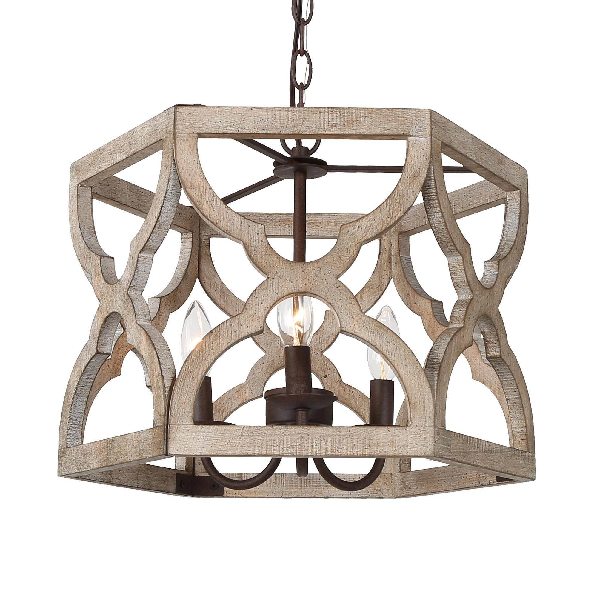 3-Light Rustic Wood Chandeliers