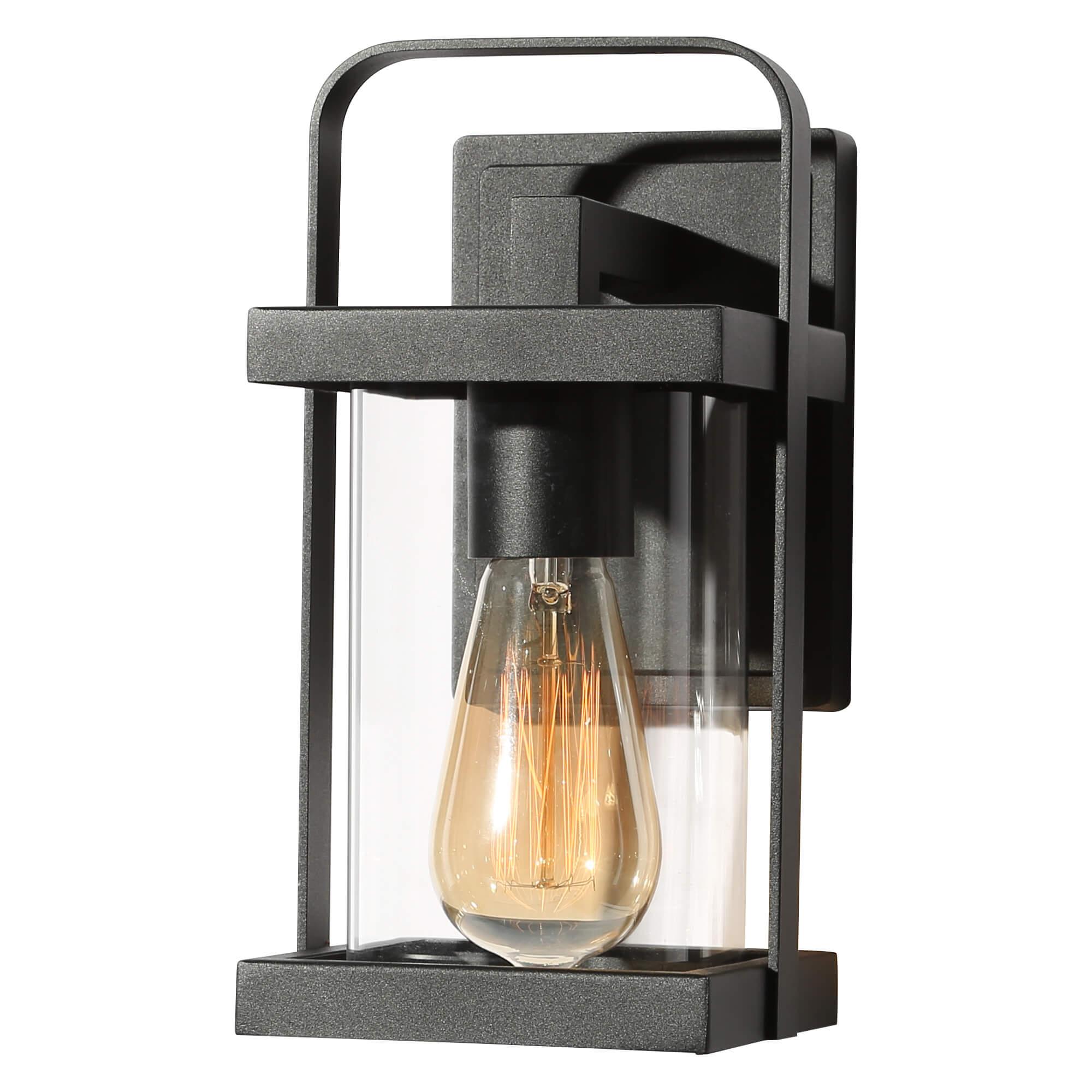 1-Light Outdoor Lantern Wall Light with Clear Glass
