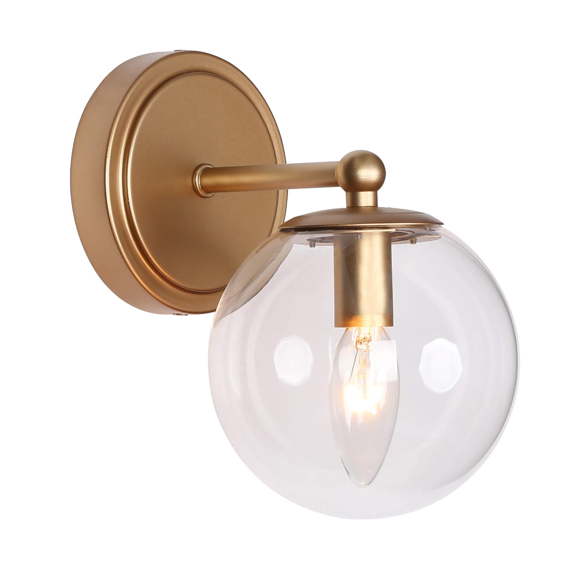 1-Light Glass Wall Sconce Gold