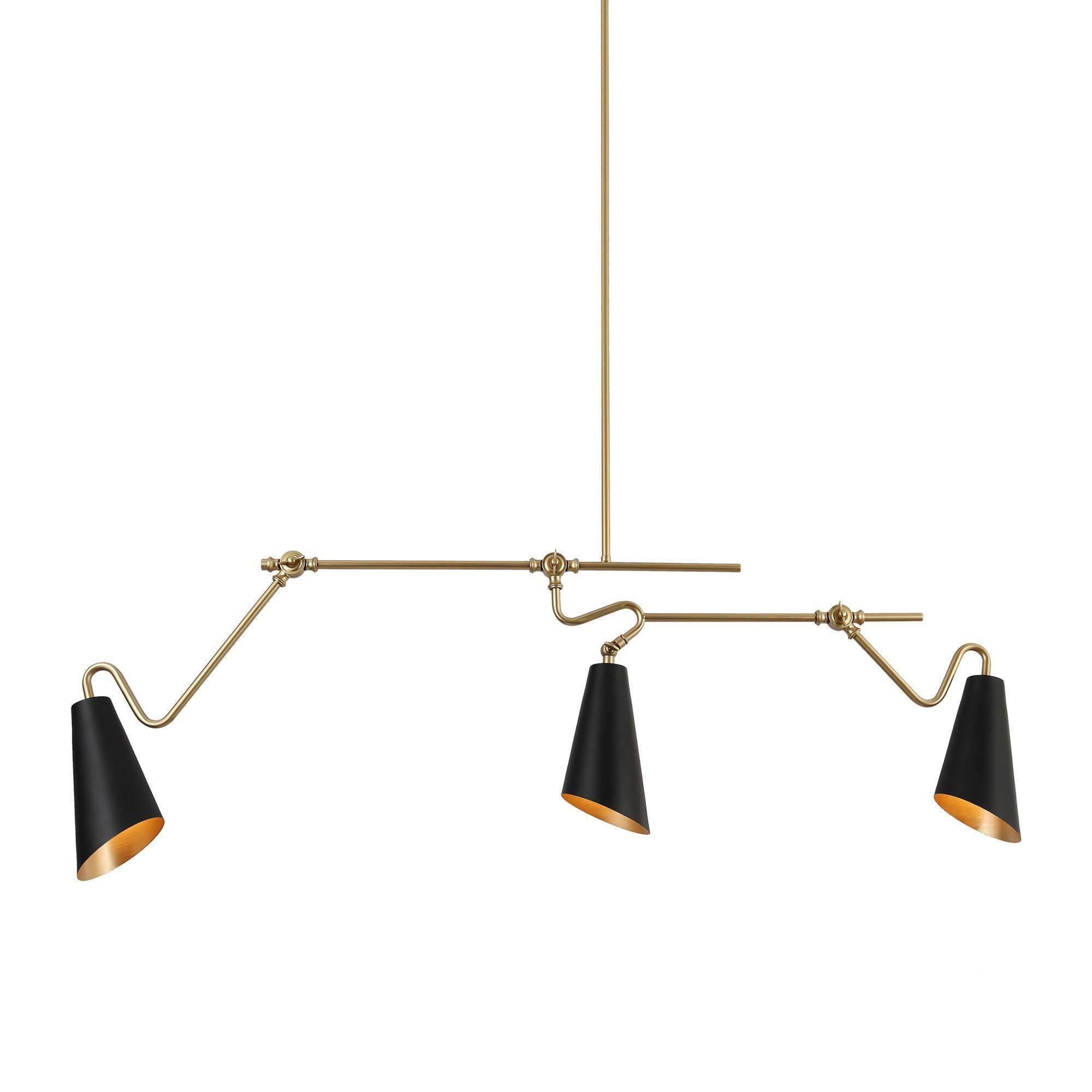 3-Light Black Linear Kitchen Island Chandeliers