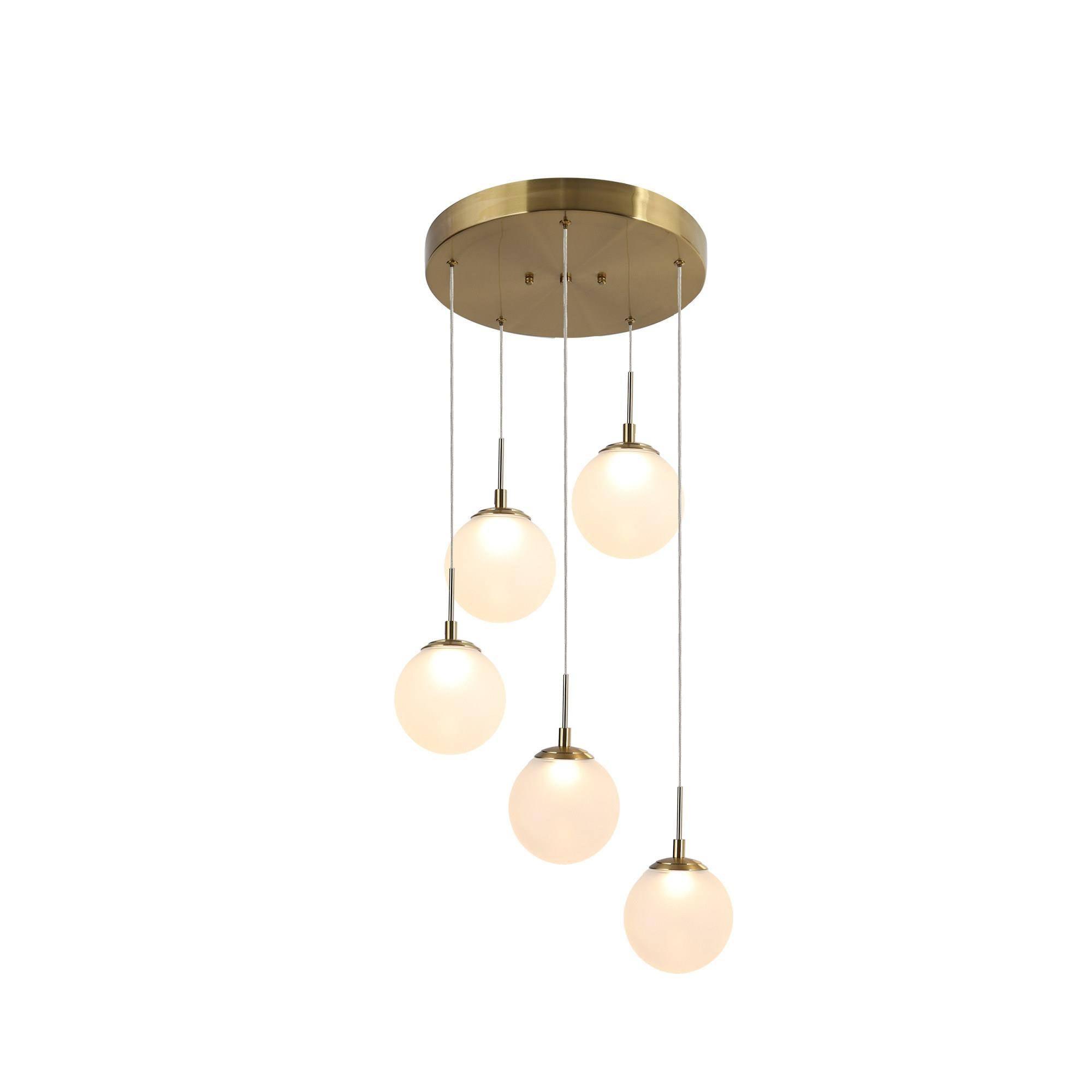 4-Light LED Gold Frosted Globe Glass Chandeliers