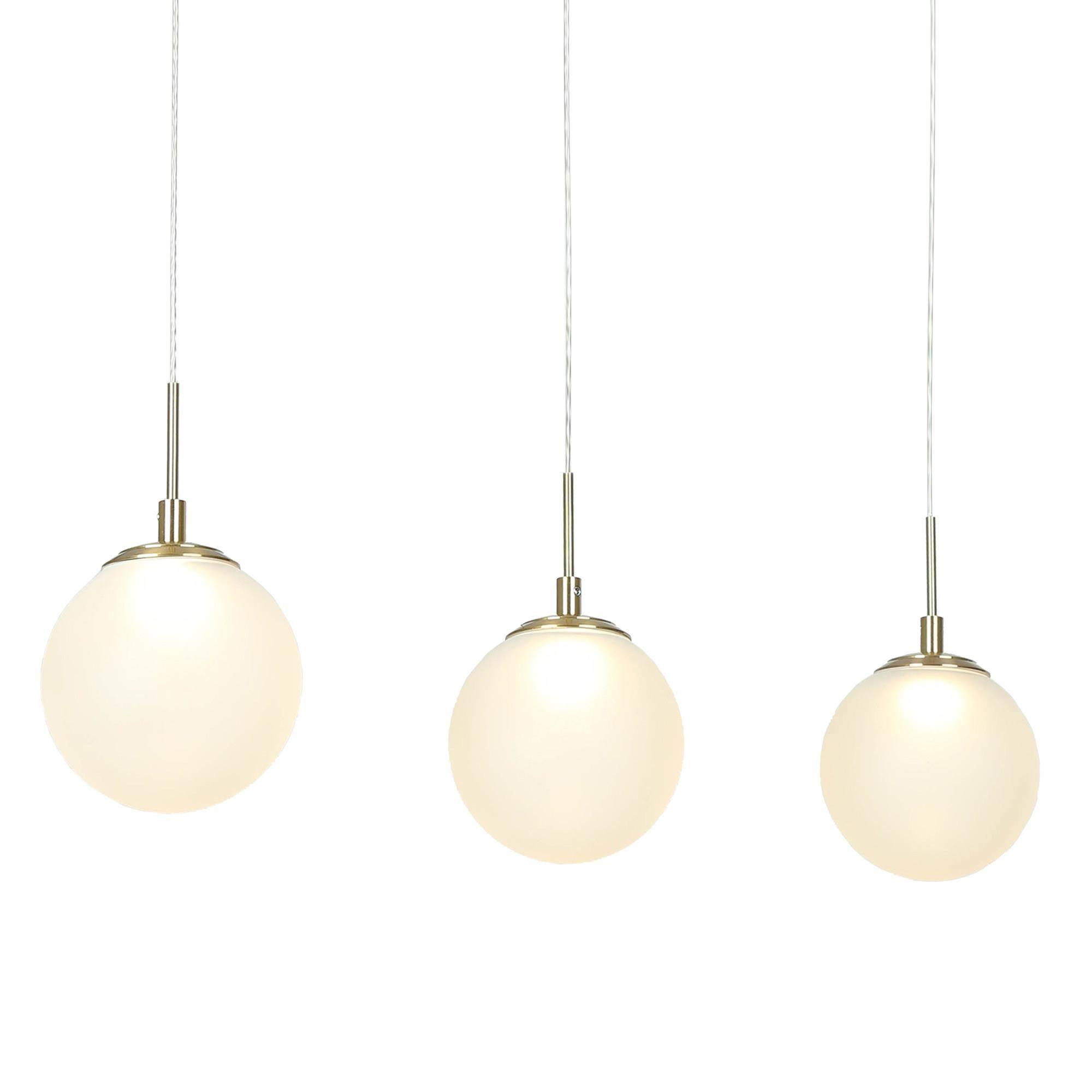 3-Light LED Gold Frosted Glass Island Chandelier