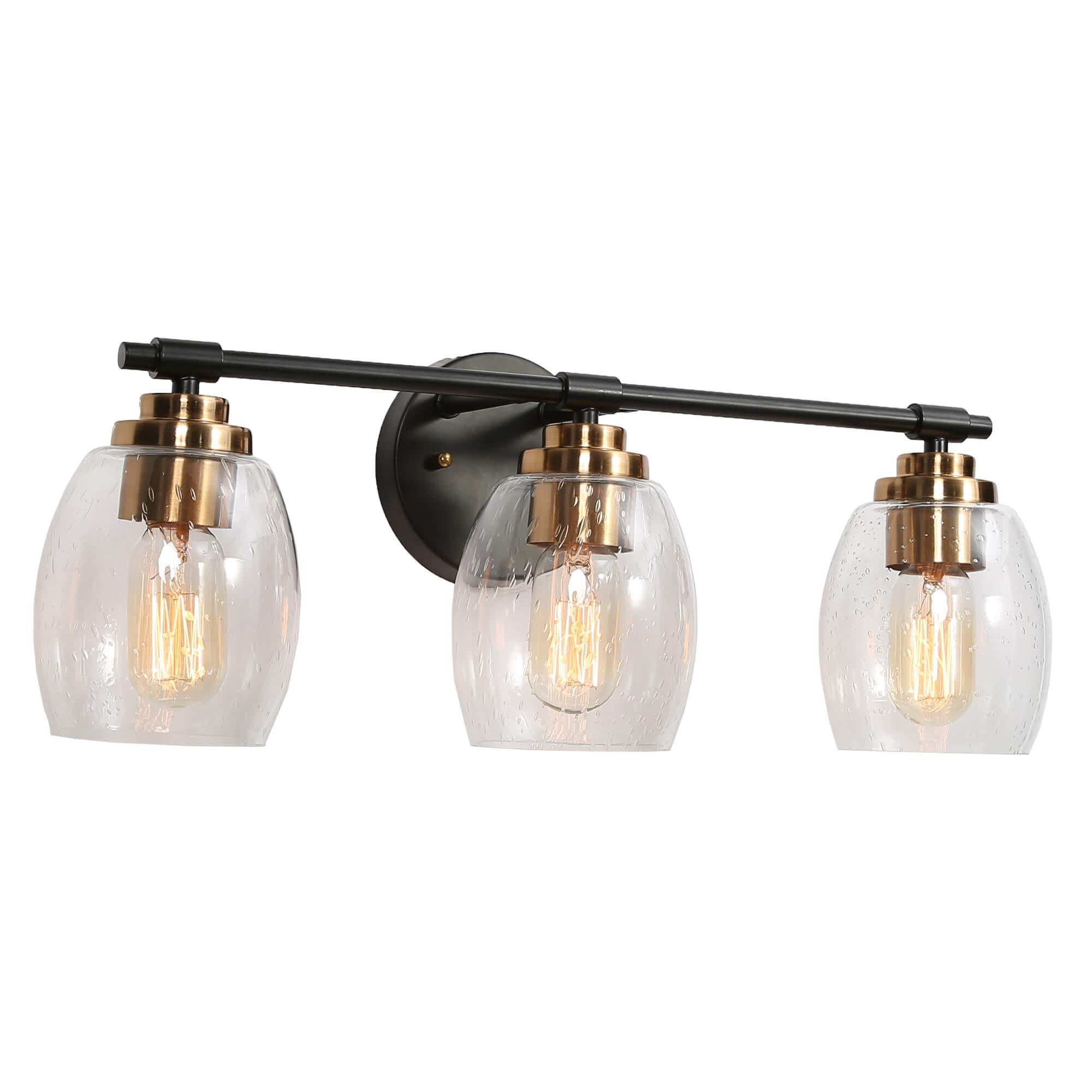 3-Light Glass Bathroom Vanity Lights Wall Sconces