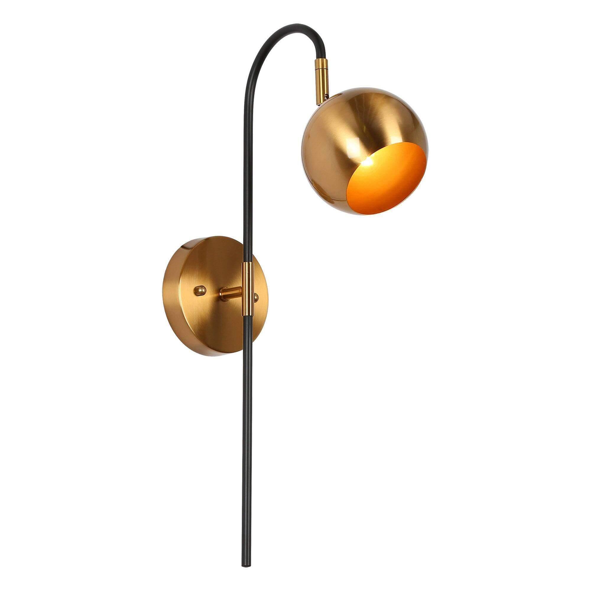 1-Light Black Gold Swing Arm Light Metal Wall Sconce