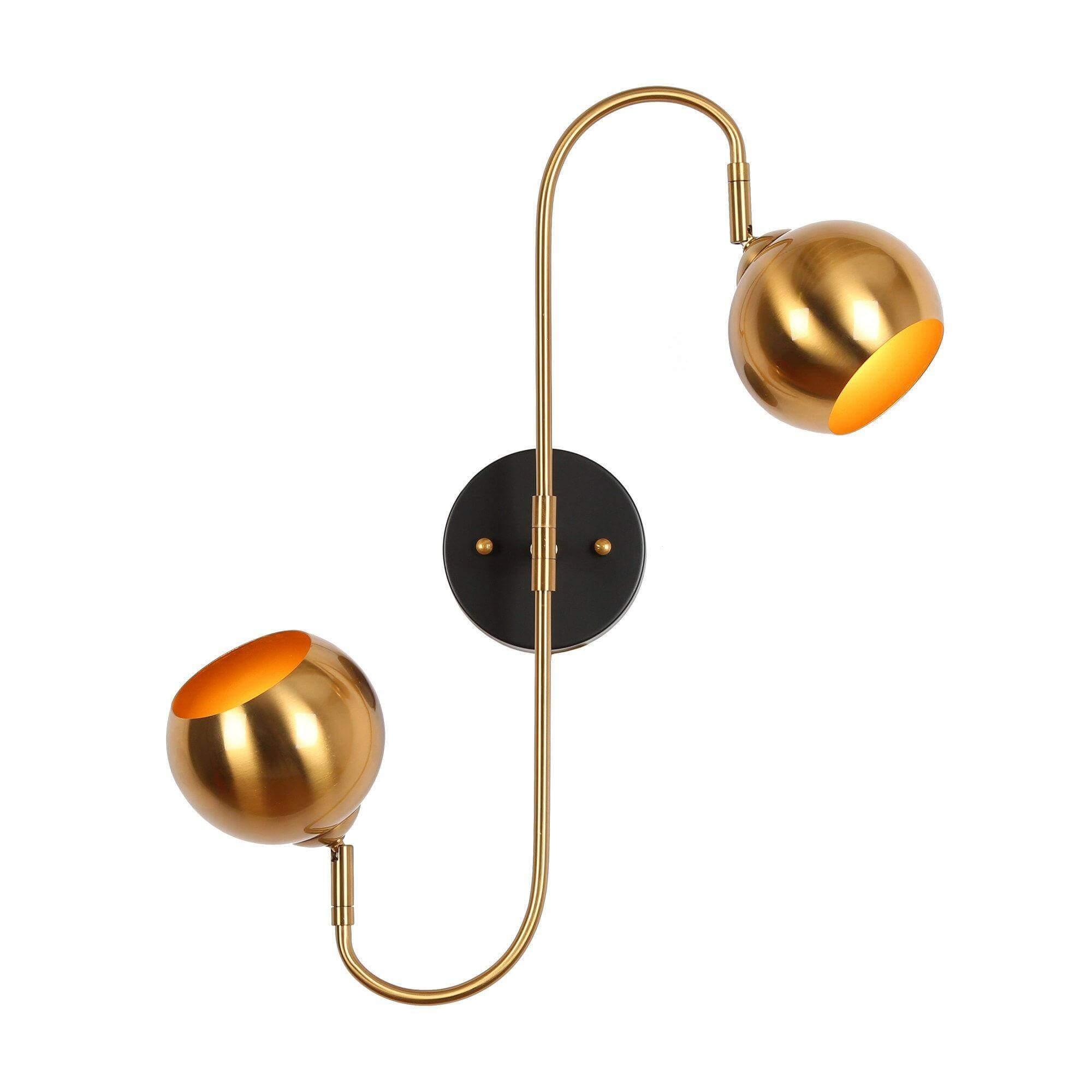 2-Light Gold Black Metal Wall Sconces