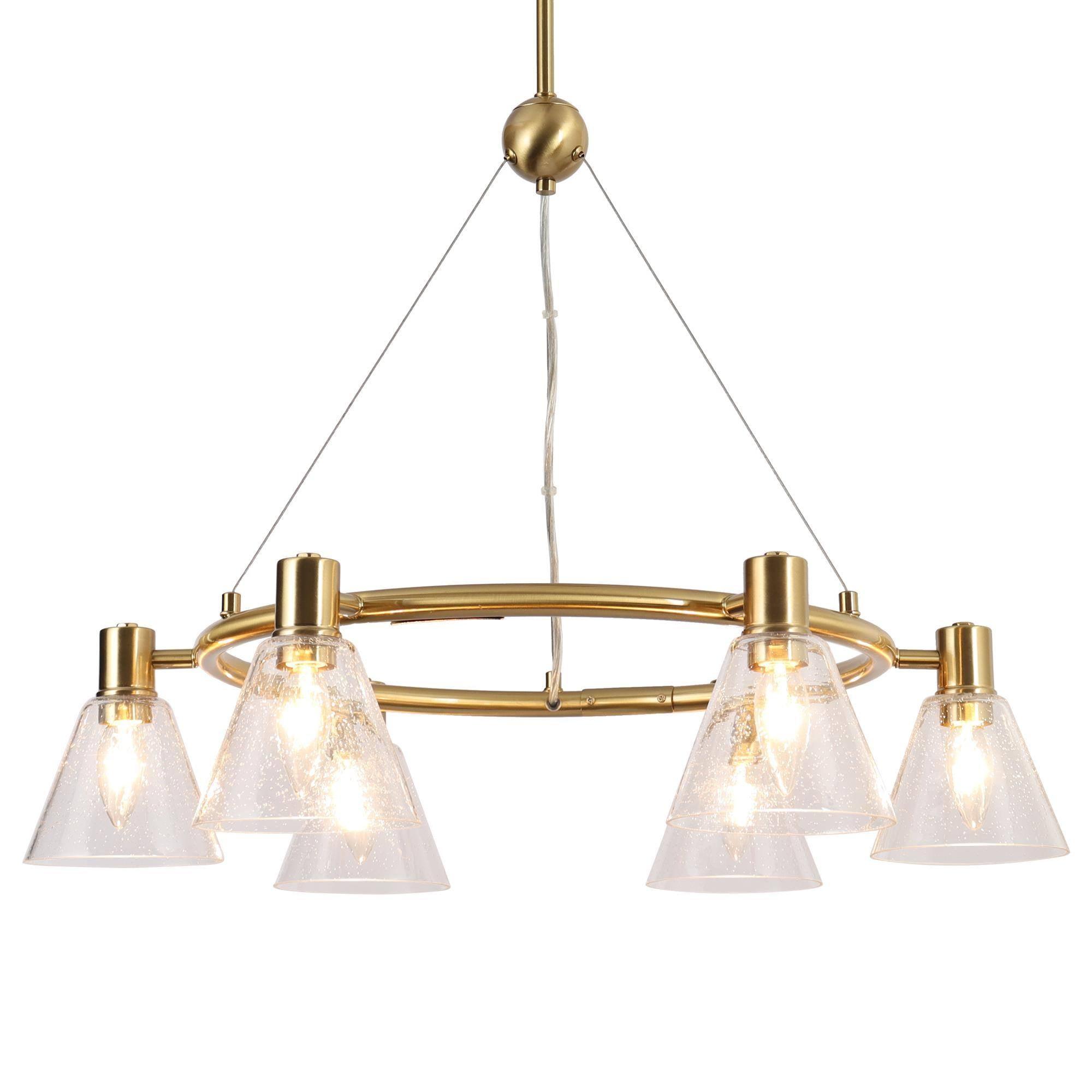 6-Light Gold Wheel Chandeliers