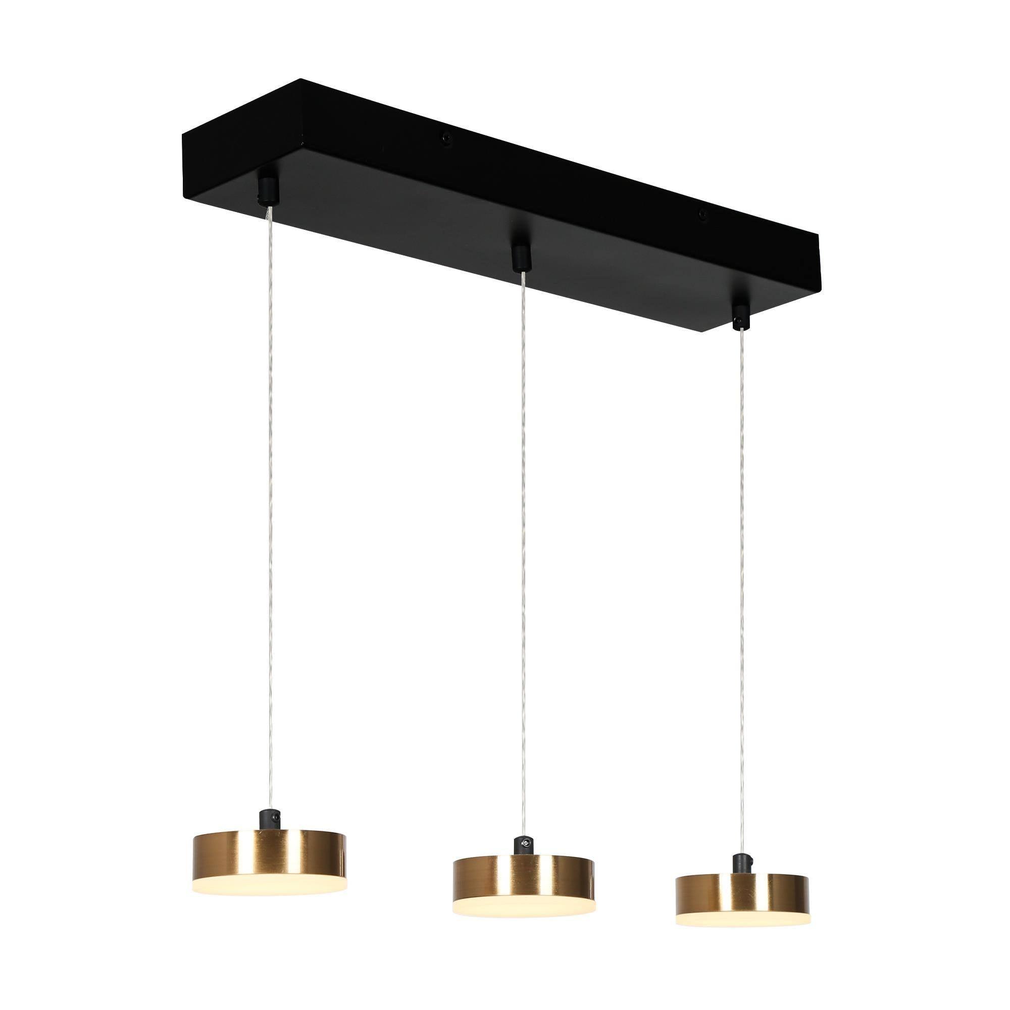 3-Light LED Black Gold Linear Island Chandelier