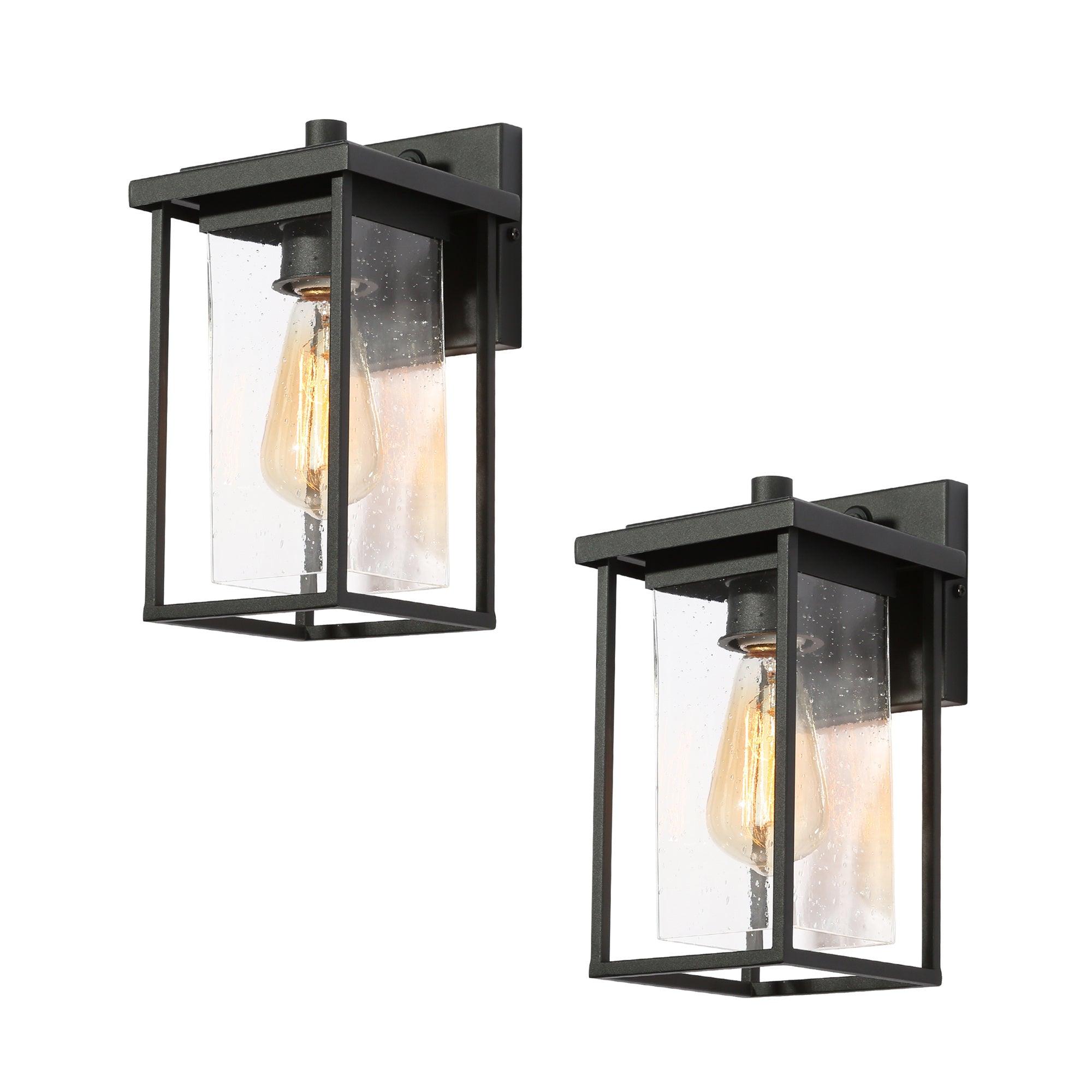 1-Light 2 Pack Outdoor Wall Light with Seeded Glass
