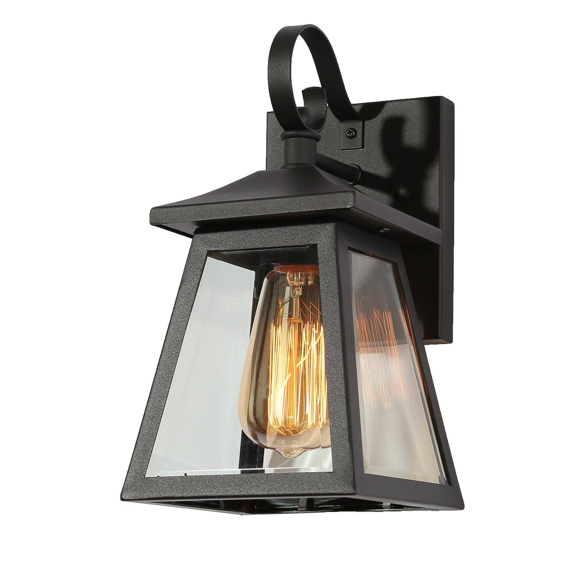 1-Light Outdoor Lantern Wall Light with Clear Glass