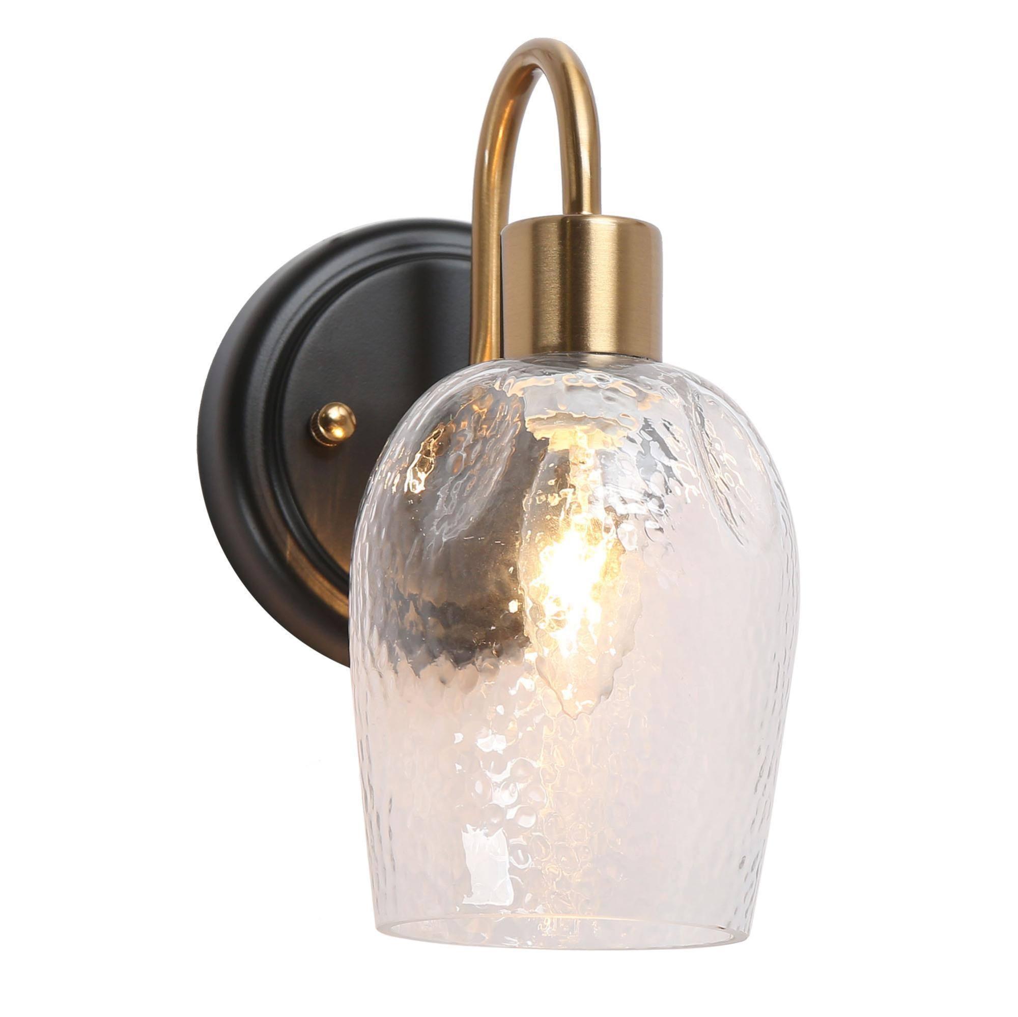 1-Light Black Gold Water Ripple Glass Wall Sconce