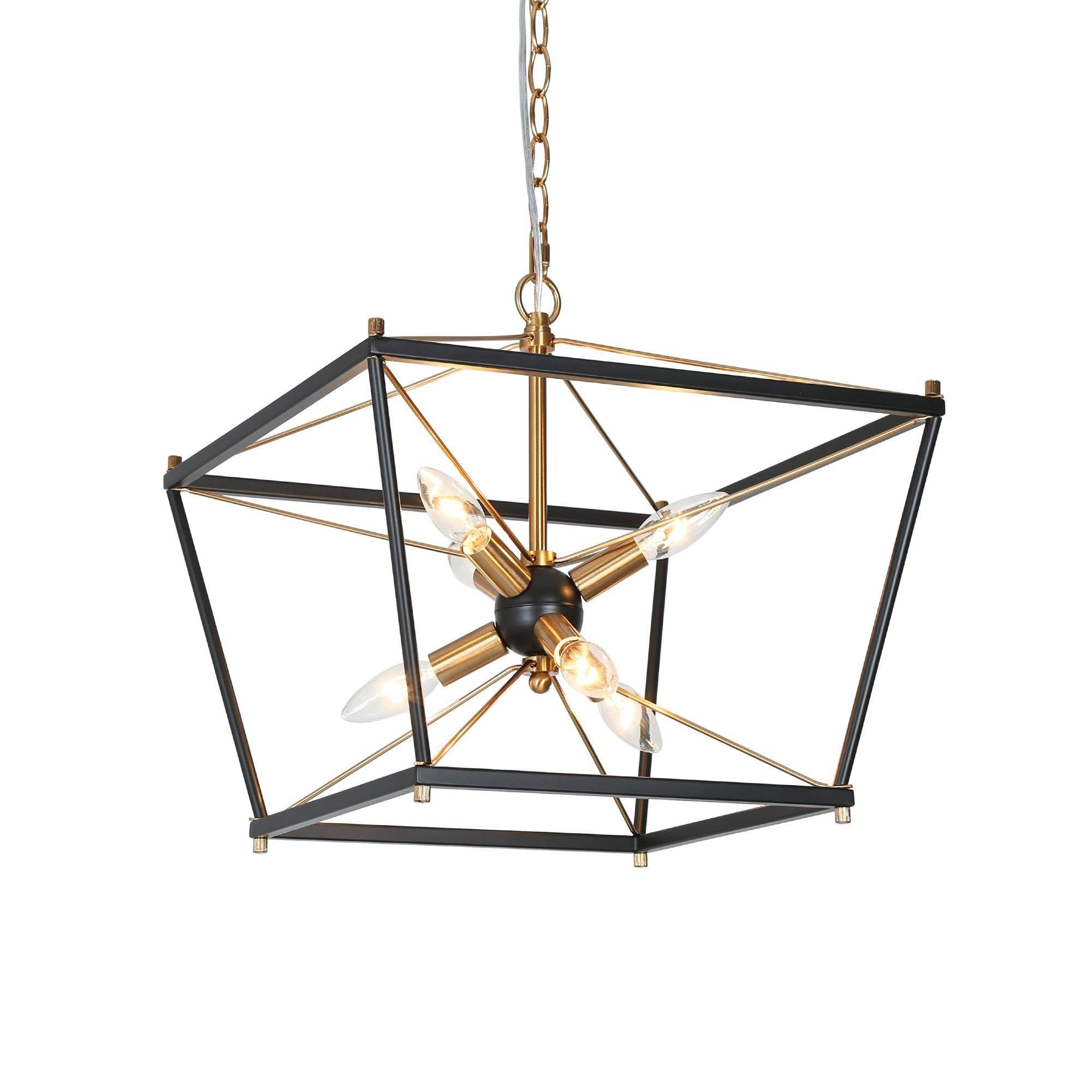 6-Light Black Gold Sputnik Chandeliers