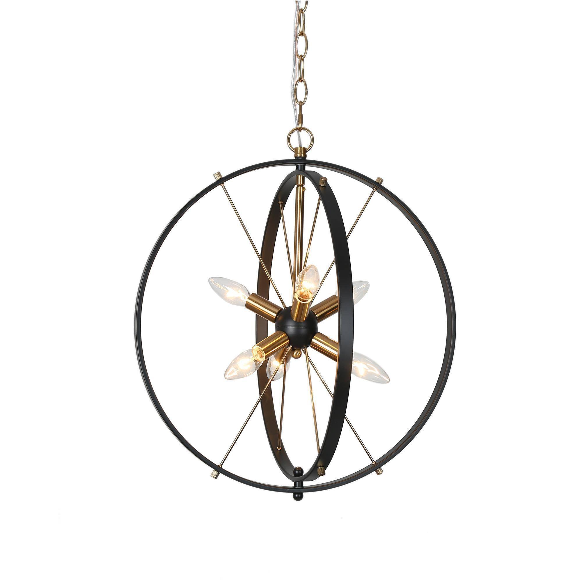 6-Light Black Gold Globe Sputnik Chandeliers