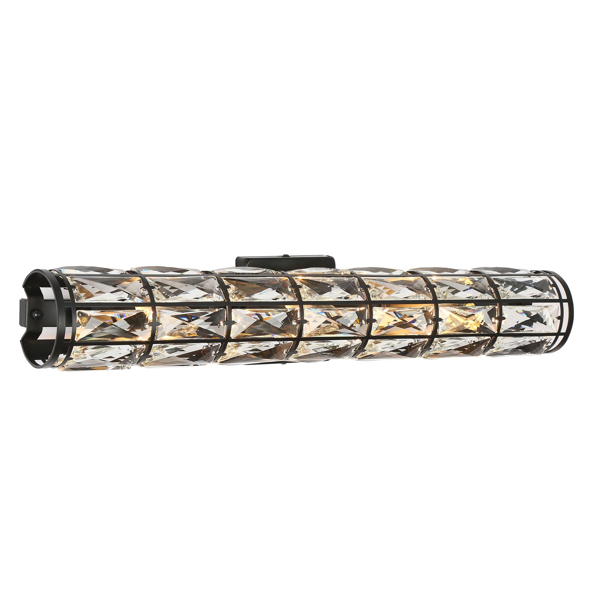 3-Light Bath Vanity Light Black Crystal Wall Lights
