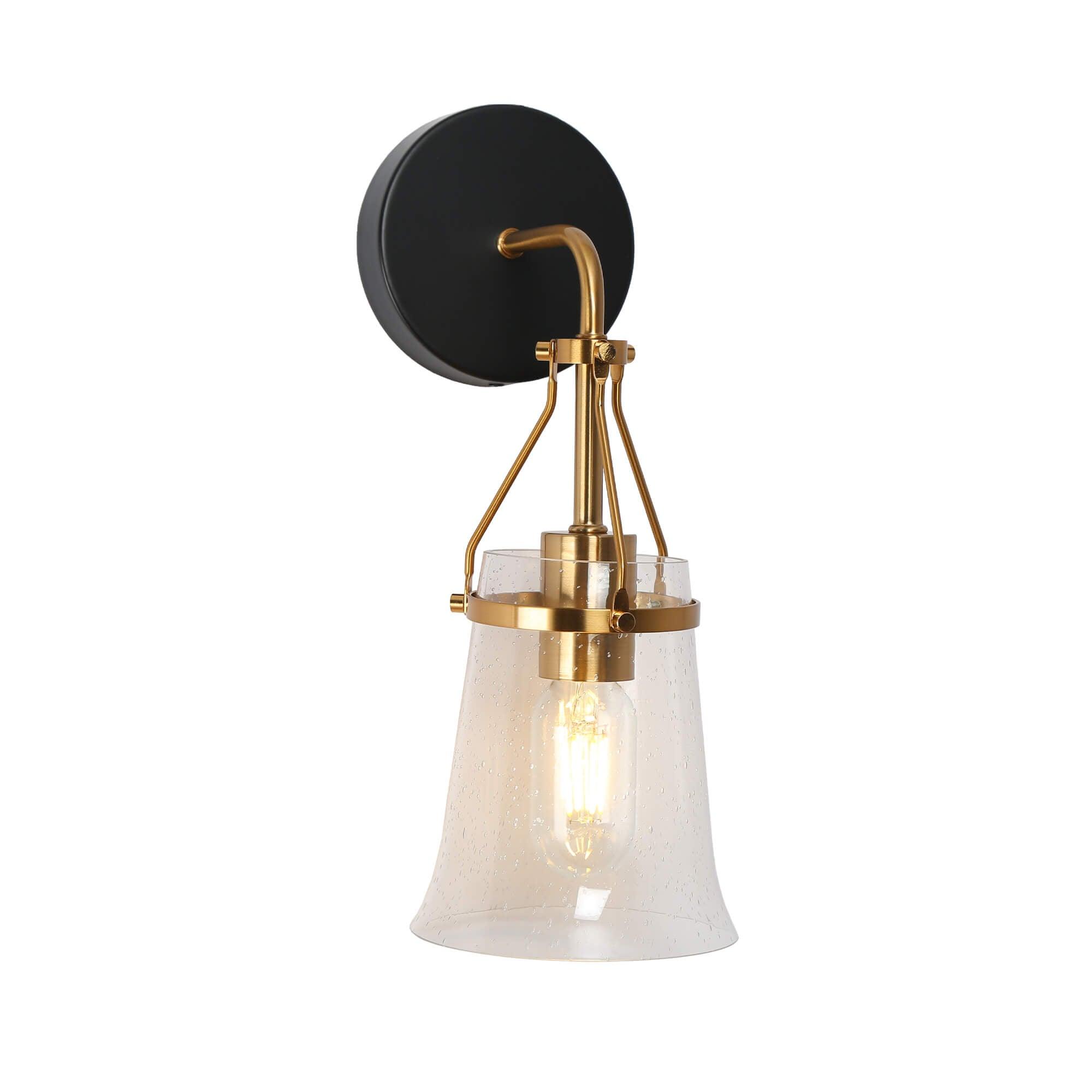 1-Light Black and Brass Vanity Light Wall Sconces