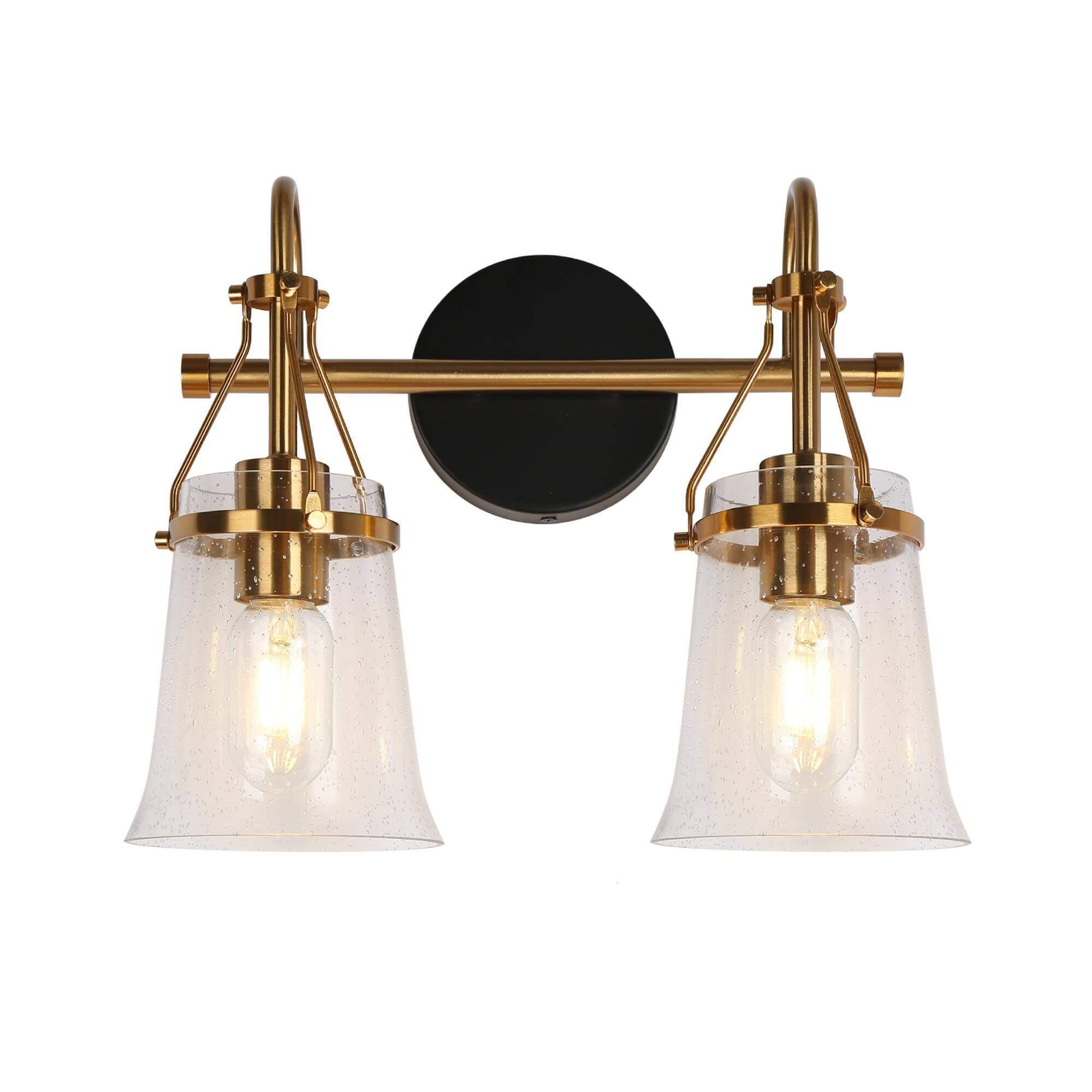 2-Lights Seeded Glass Vanity Light