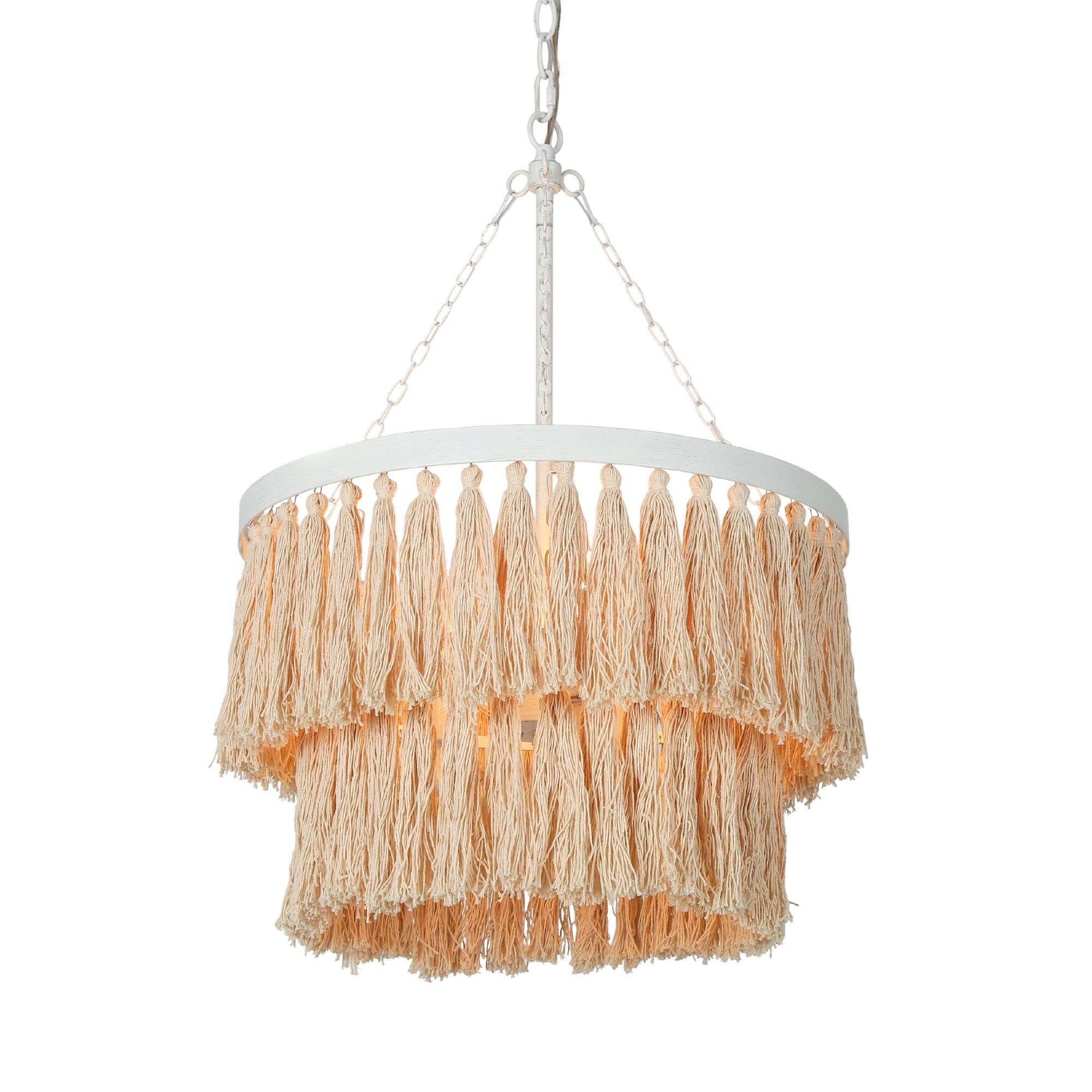 3-Light Boho 2-Tier Fabric Chandeliers