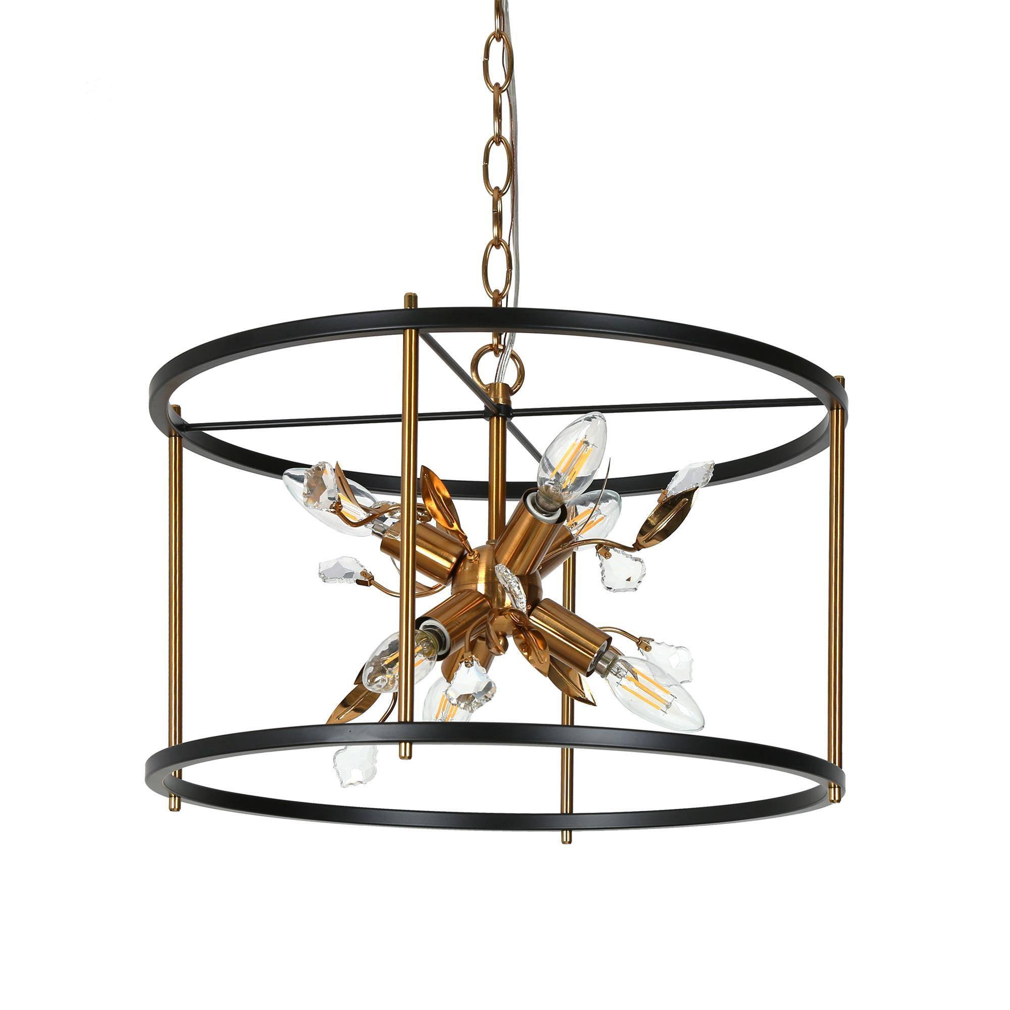 6-Light Black Gold Sputnik Crystal Drum Chandeliers
