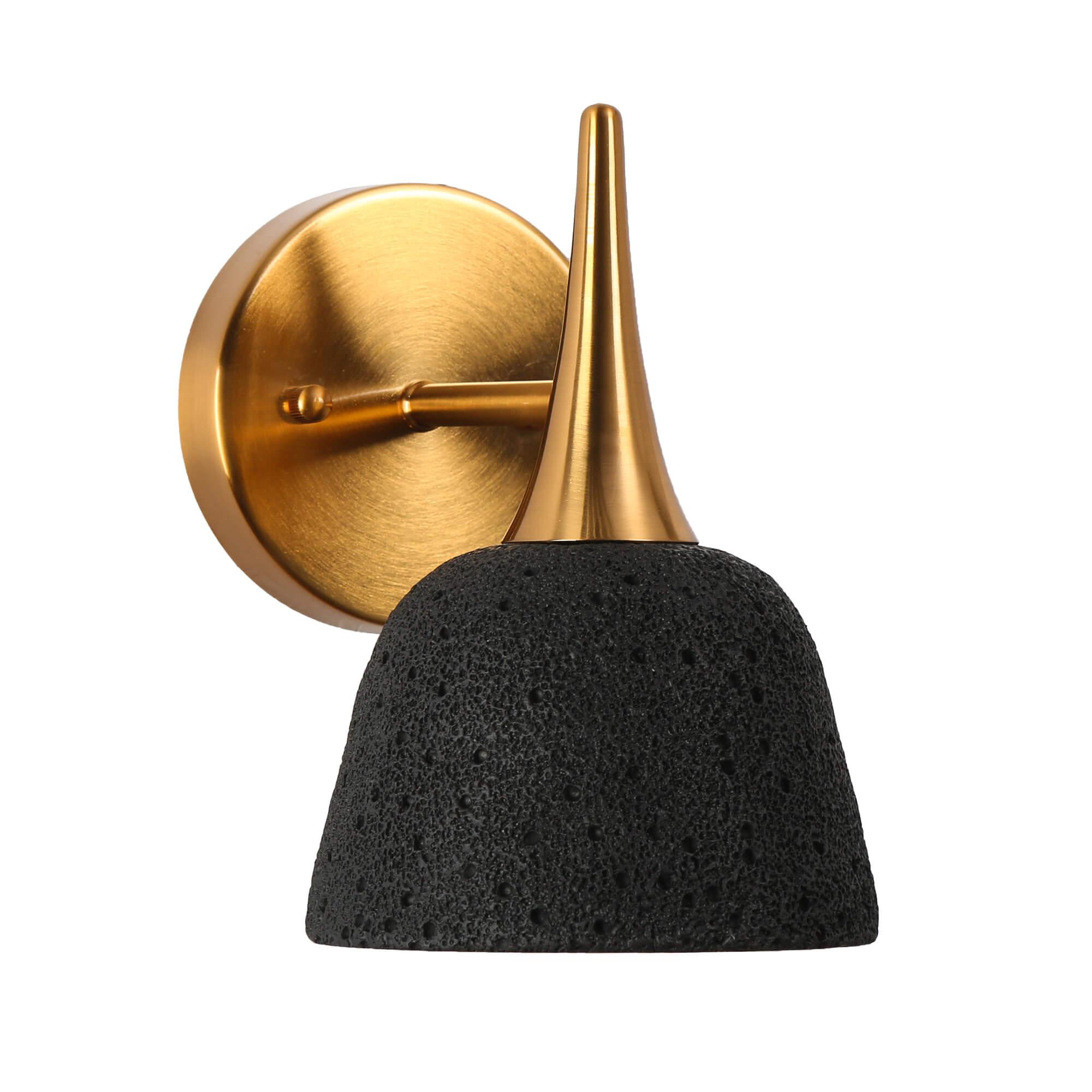 1-Light Bath Vanity Light Modern Black Gold Wall Sconces