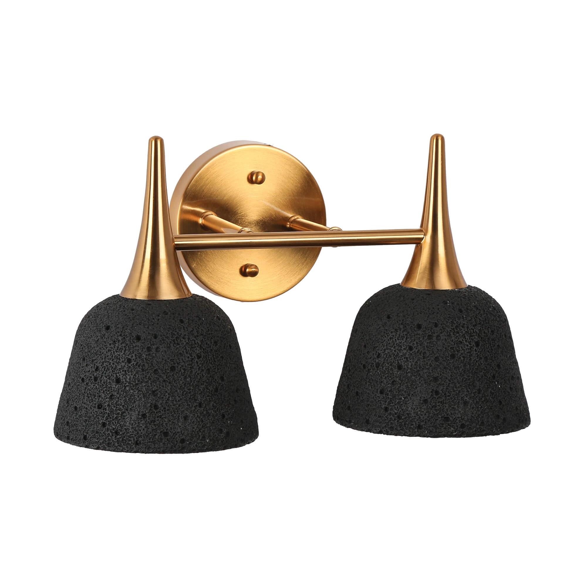 2-Light Bath Vanity Light Modern Black Gold Wall Sconces