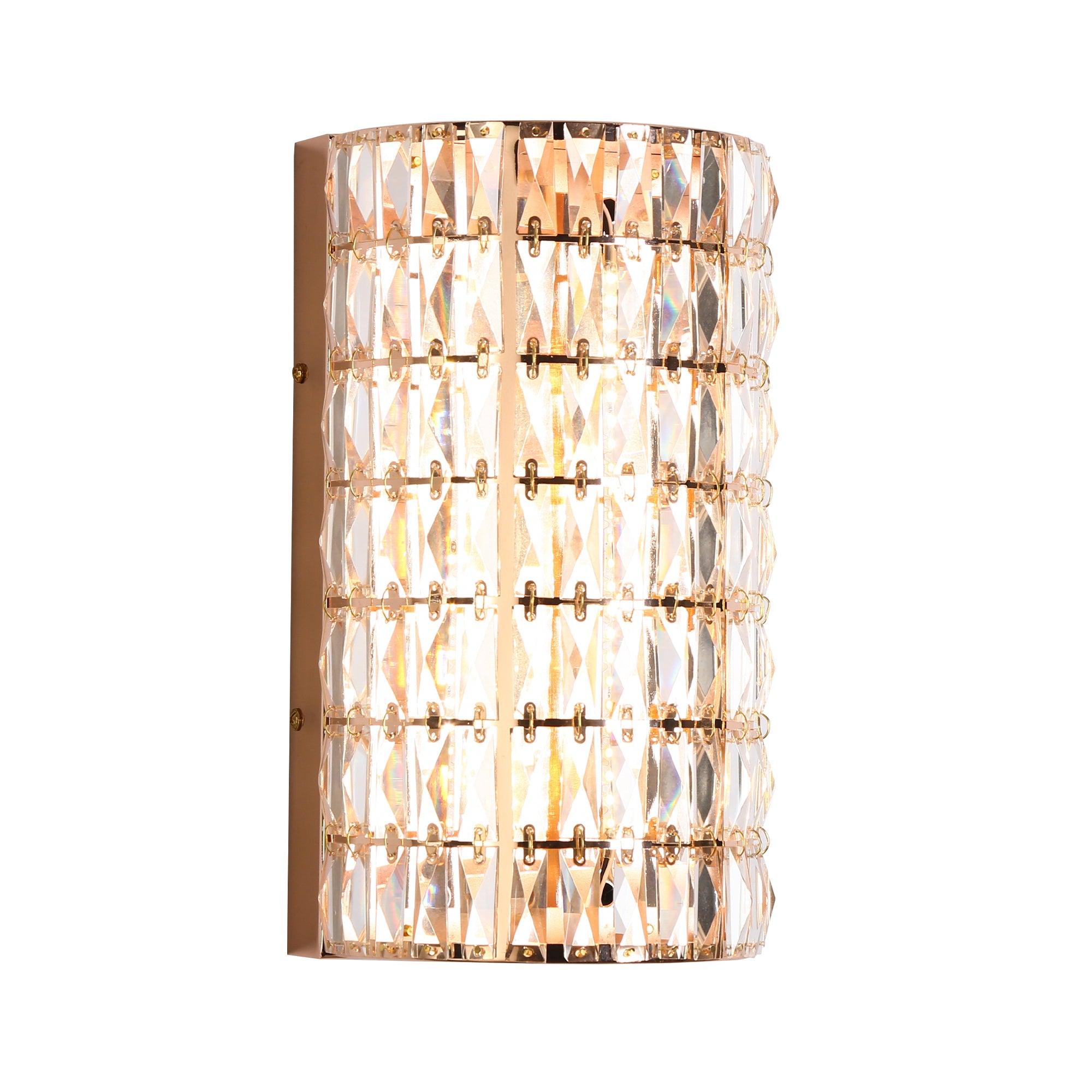 1-Light LED Gold Crystal Wall Sconce