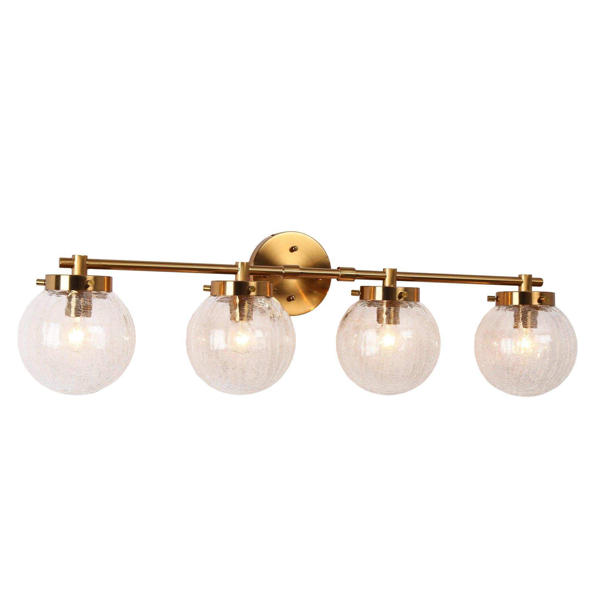 4-Light Gold Cracked Glass Bath Vanity Light