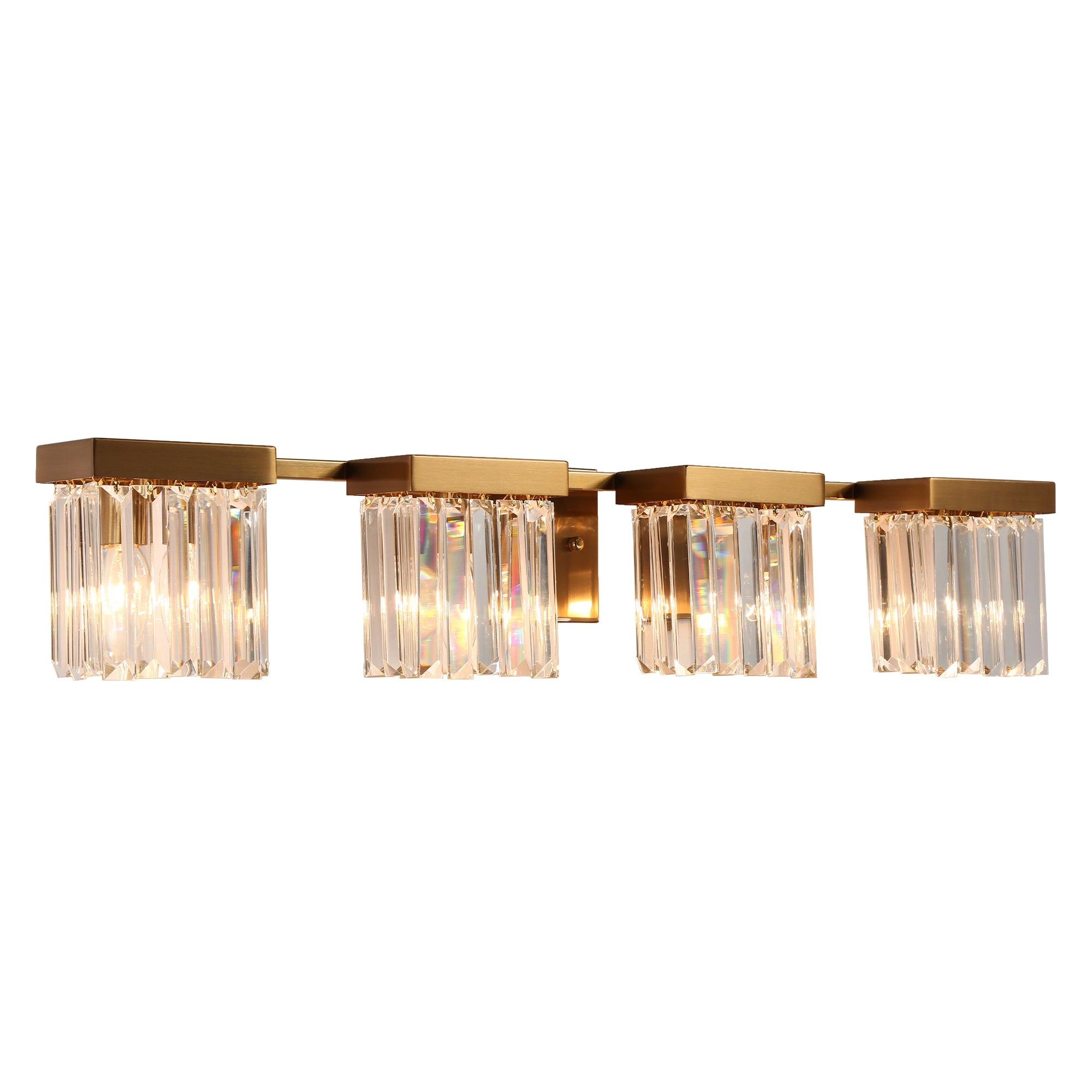 4-Light Modern Gold Crystal Vanity Light
