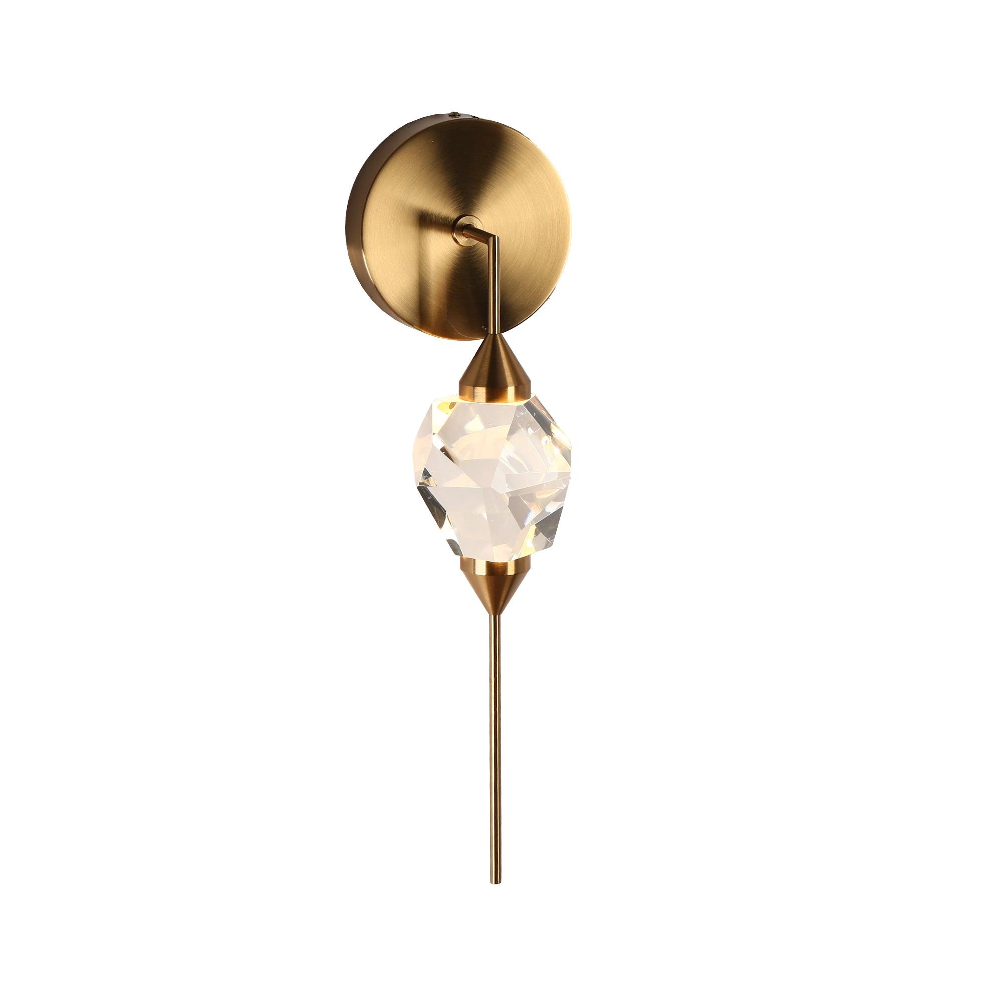 1-Light LED Gold Crystal Wall Sconce