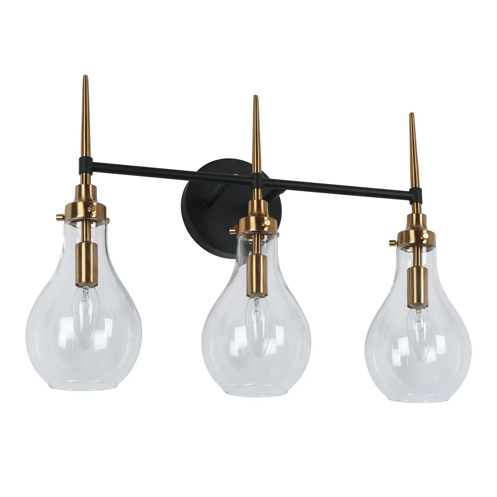 Luxitemin 3-Light Black and Brass Vanity Light