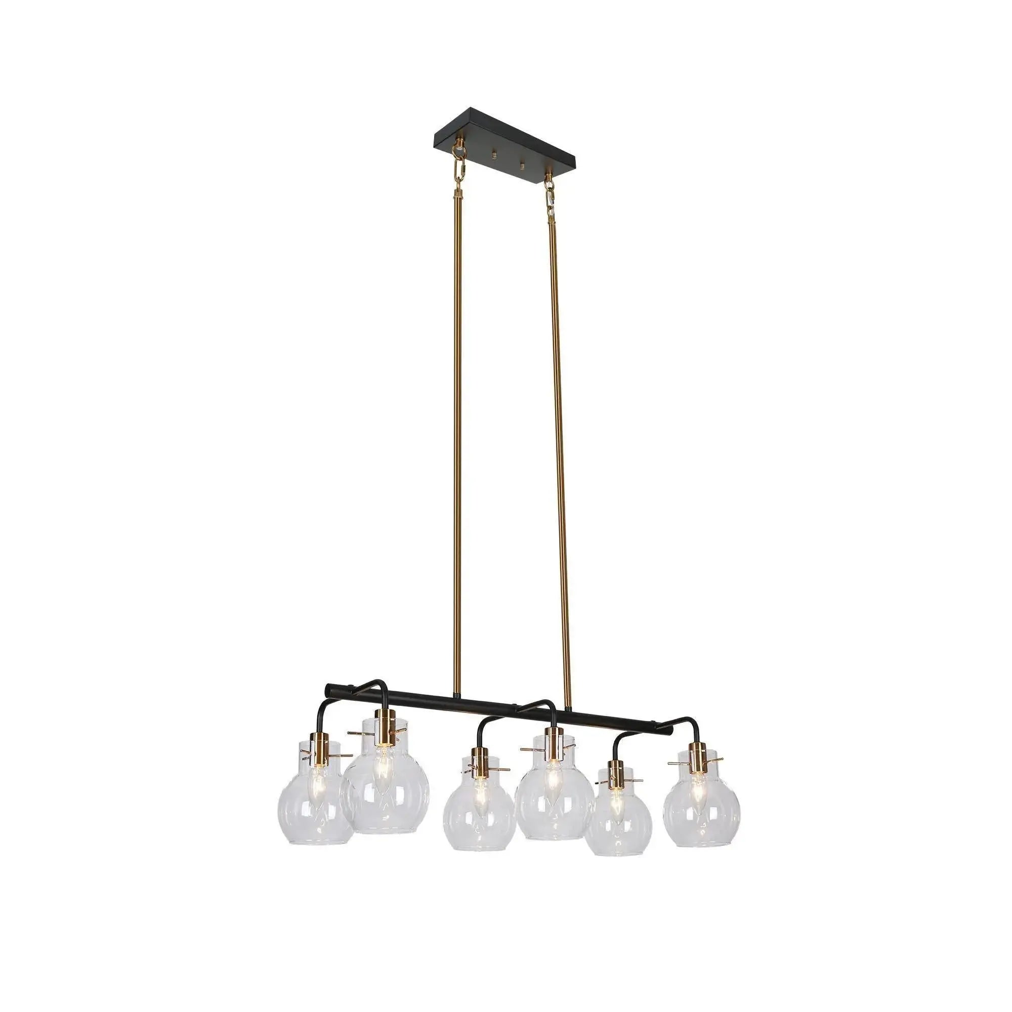 Aiglitis 6-Light 28-in Black&Brass Modern Linear Kitchen Island Light