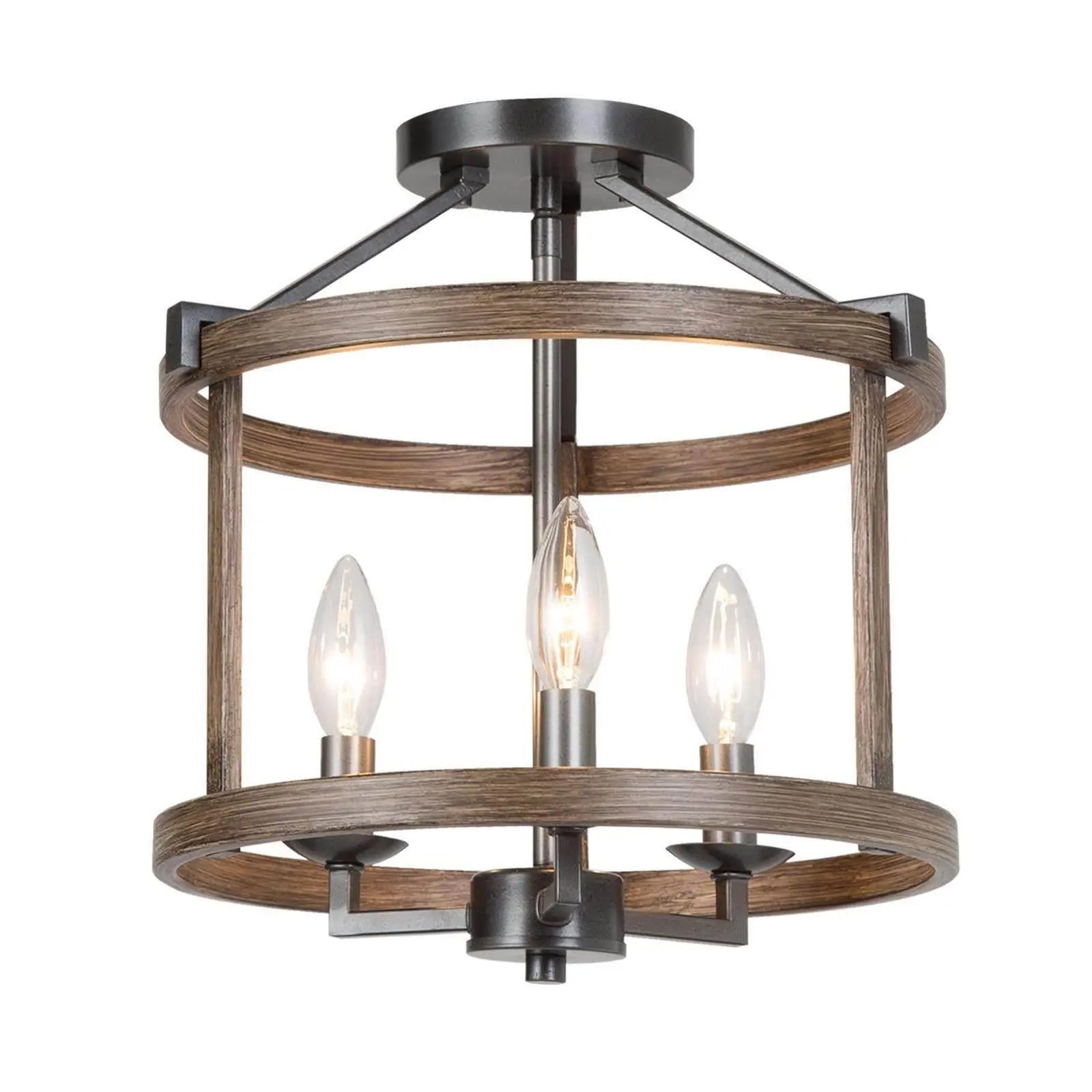 Sturgeon 3-Light Mini Wood Semi-Flush-Mount Light