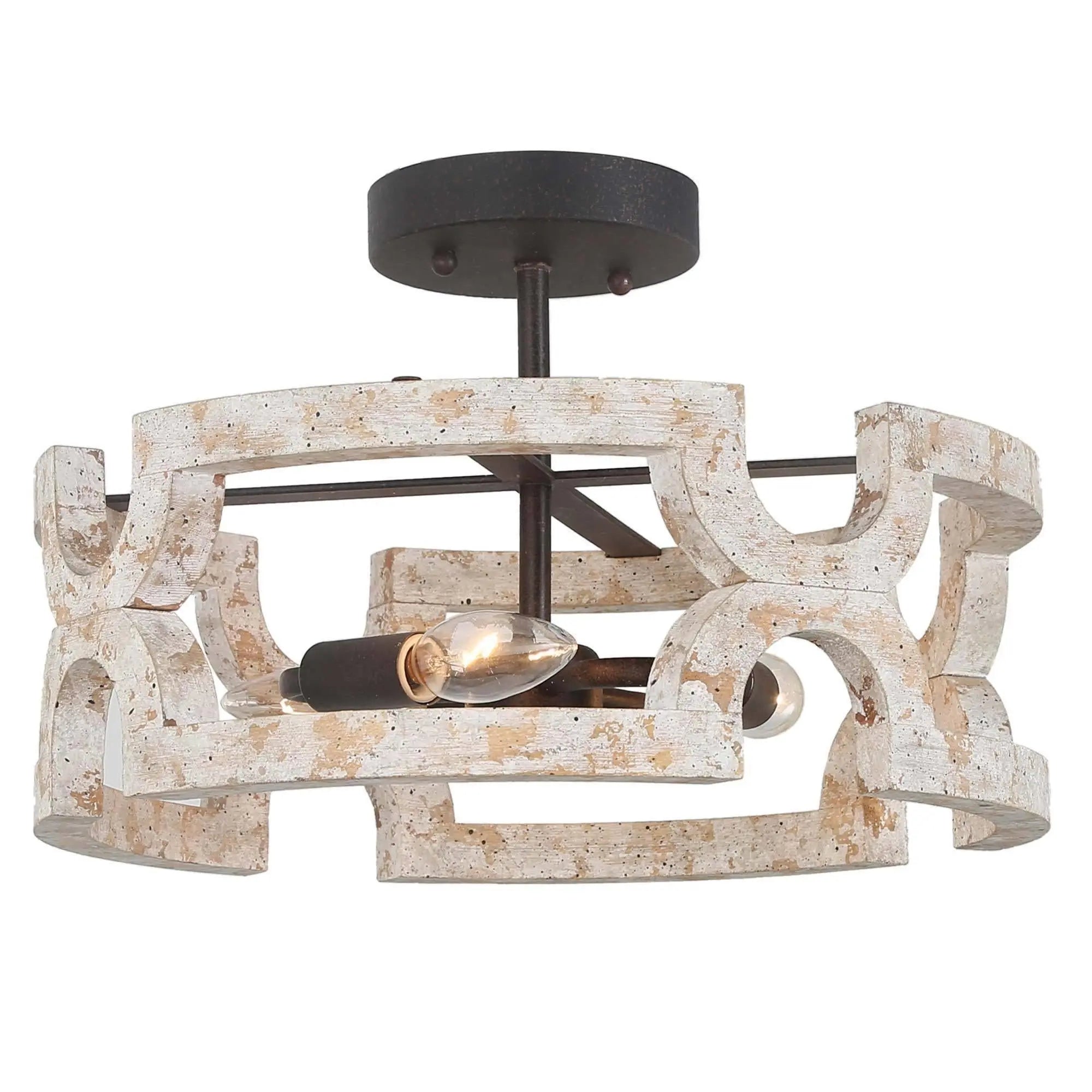 Estournel 3-Light Small White Semi-Flush-Mount Light