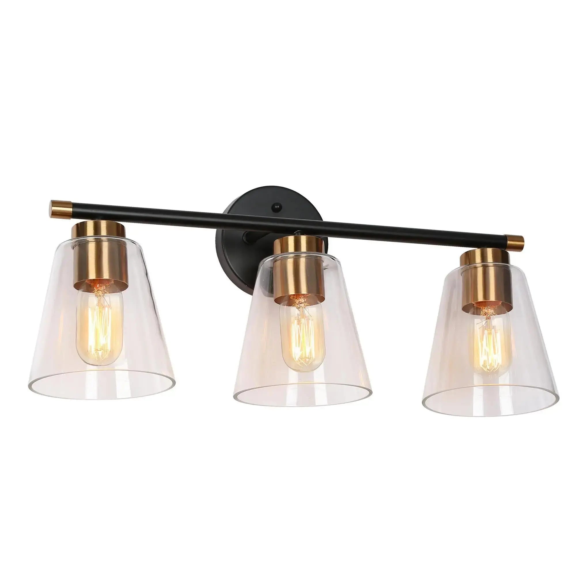 Aurelienne 3-Light Black and Brass Vanity Light