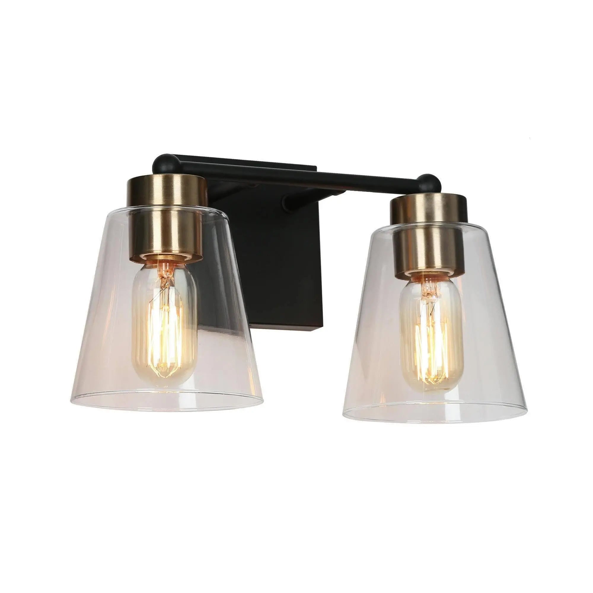 Barry 2-Light Black and Brass Vanity Light