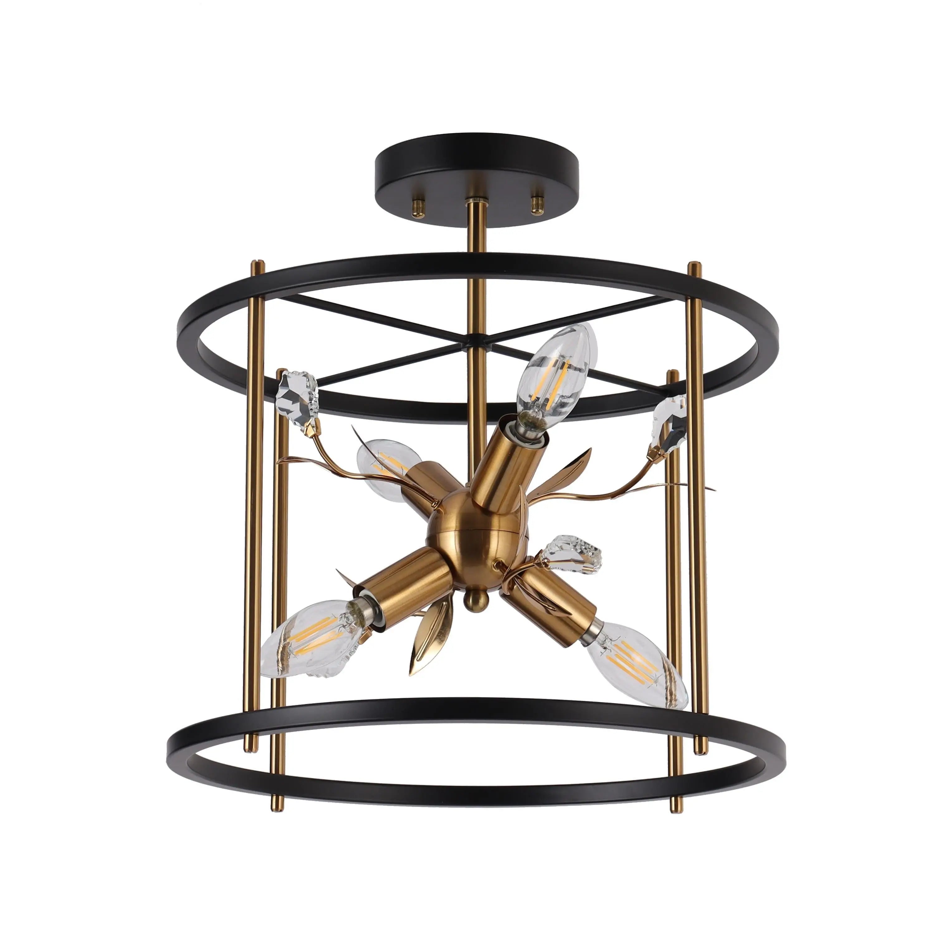 Basia 4-Light Small Black Semi-Flush-Mount Light