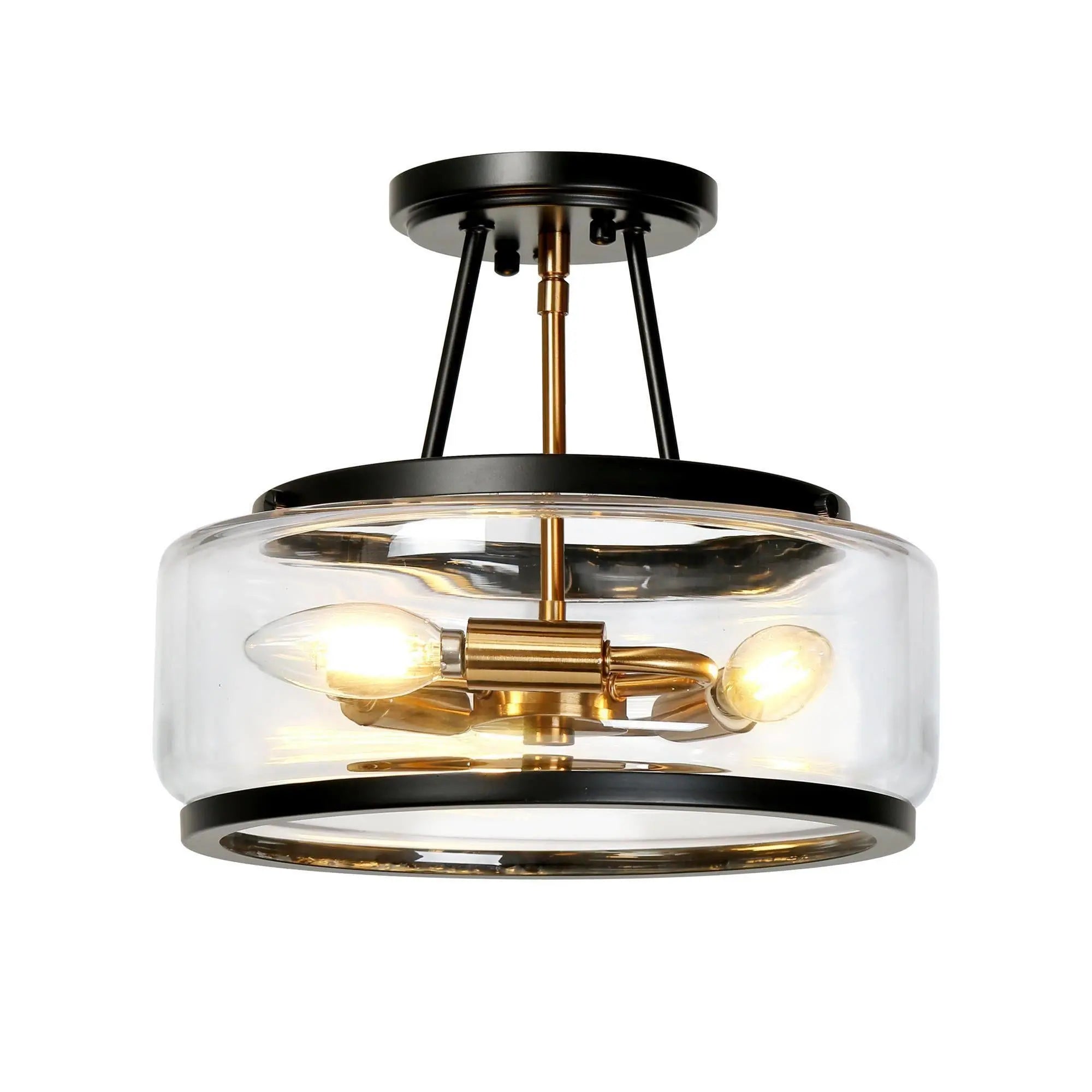 Kyanides 3-Light Mini Black Semi-Flush-Mount Light