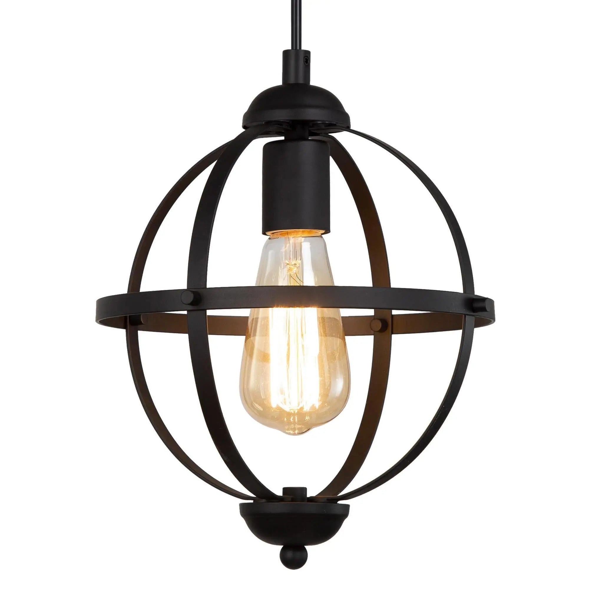Resplender 1-Light 9.5" Black Industrial Globe Pendant Light Fixtures