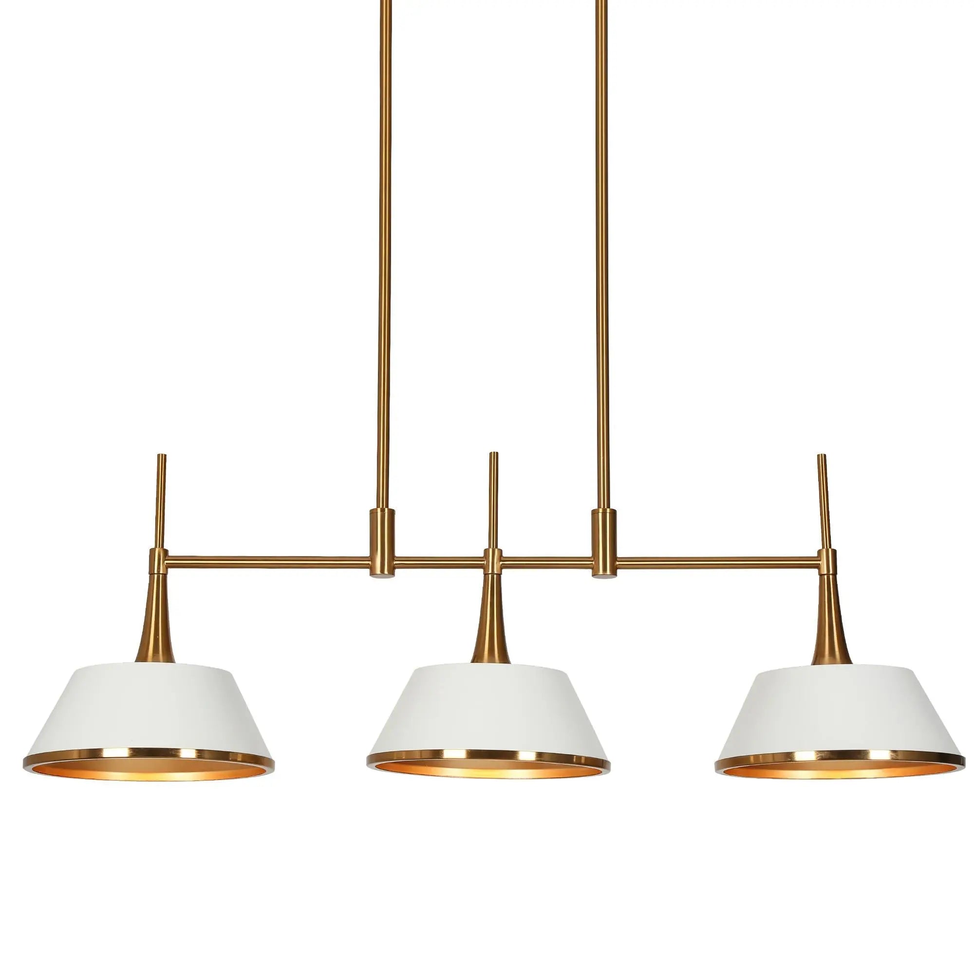 Idaikos 3-Light 34.5-in White&Gold Modern Linear Kitchen Island Light