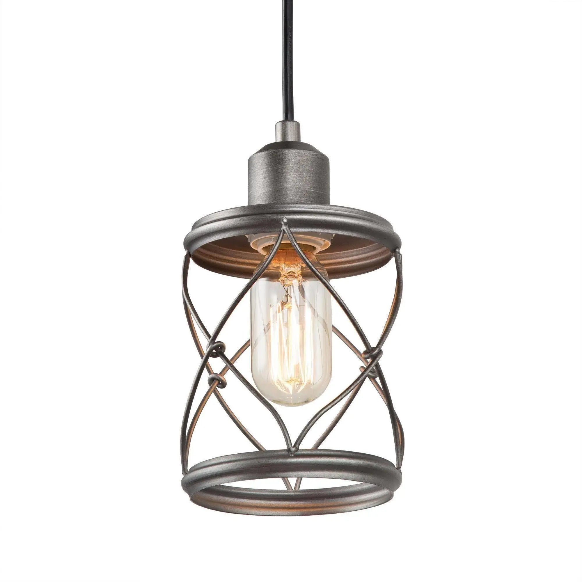Chantrieri 1-Light 5" Silver Farmhouse Cylinder Pendant Light Fixtures