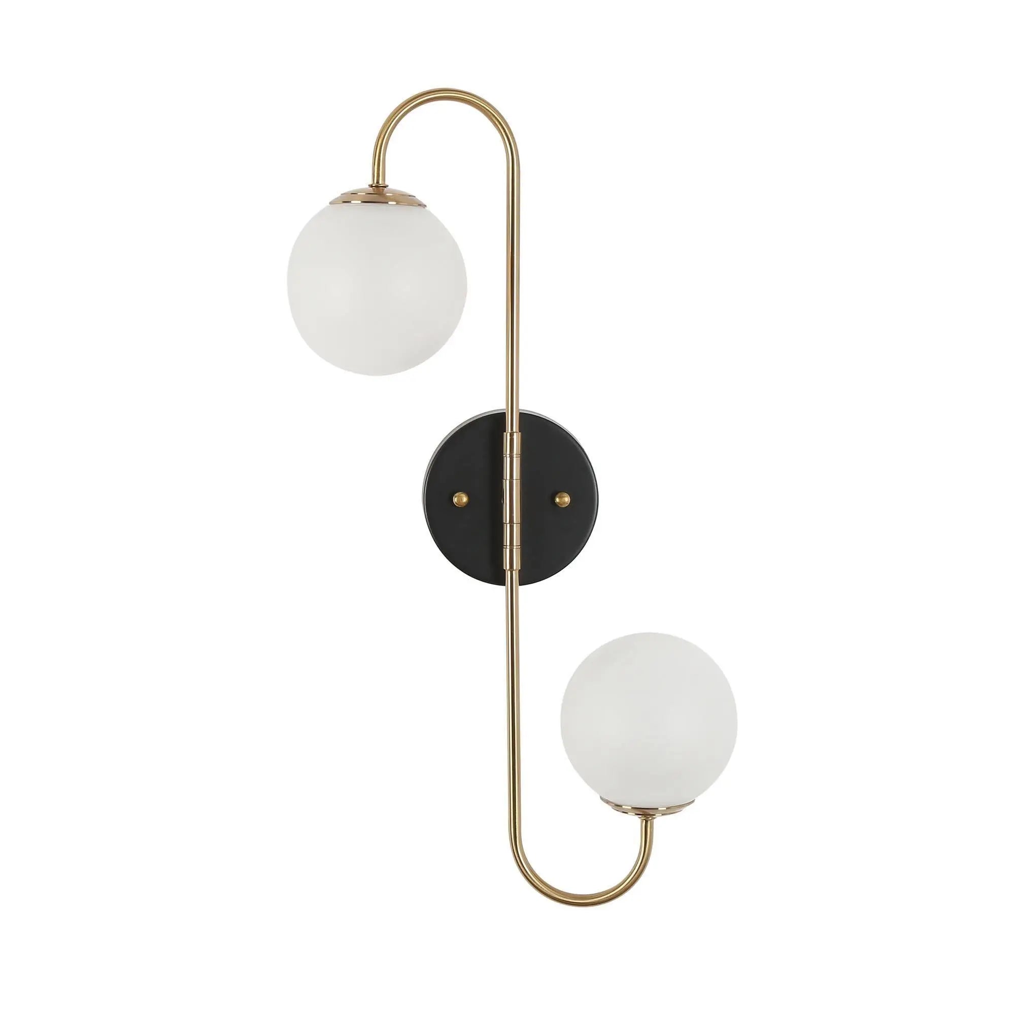 Betonicifolia 2-Light Black & Gold Globe Glass LED Wall Sconces