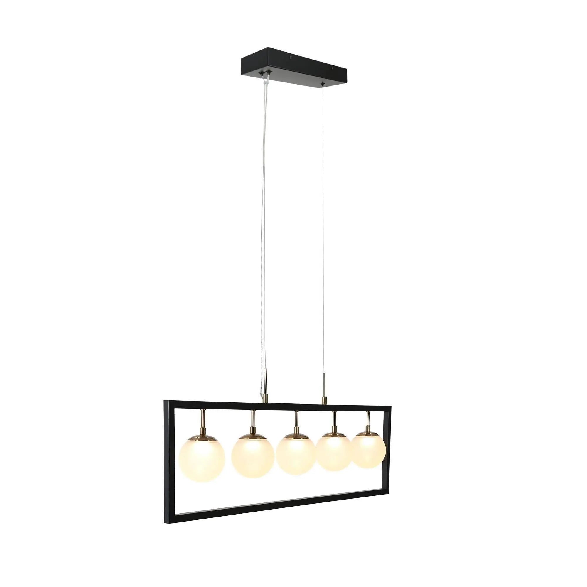 Betonicifolia 5-Light 33.5-in Black Modern Rectangle LED Kitchen Island Light