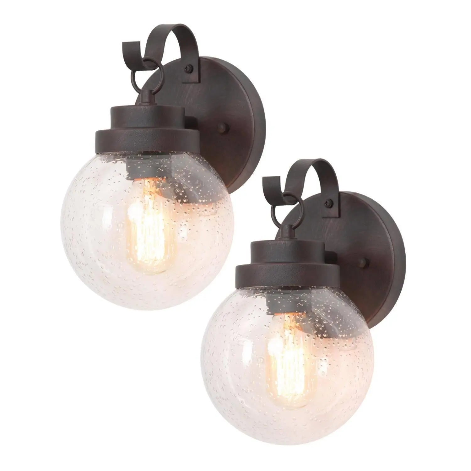 Estrellado 10"H 1-Light Brown Outdoor Wall Lantern Set of 2