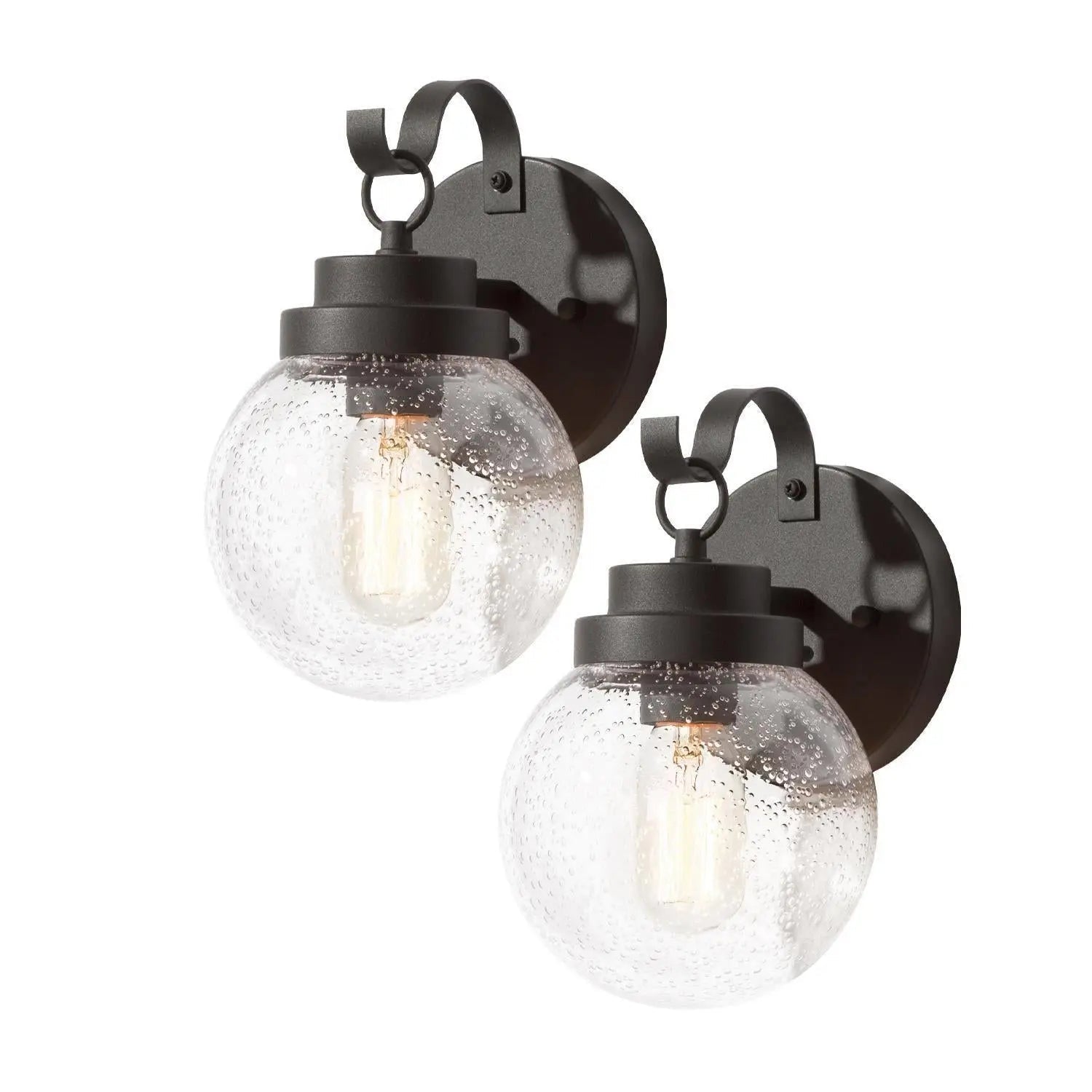 Estrellado 10"H 1-Light Black Outdoor Wall Lantern Set of 2