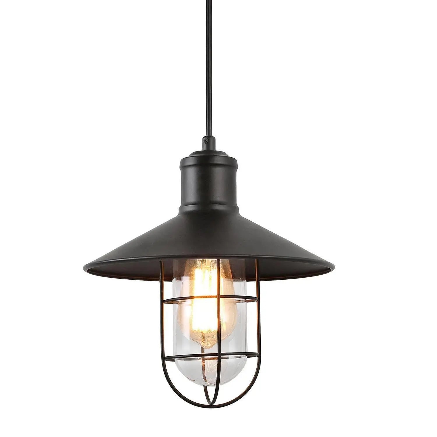 Tartaphele 1-Light Medium Black Farmhouse Pendant Light Fixtures