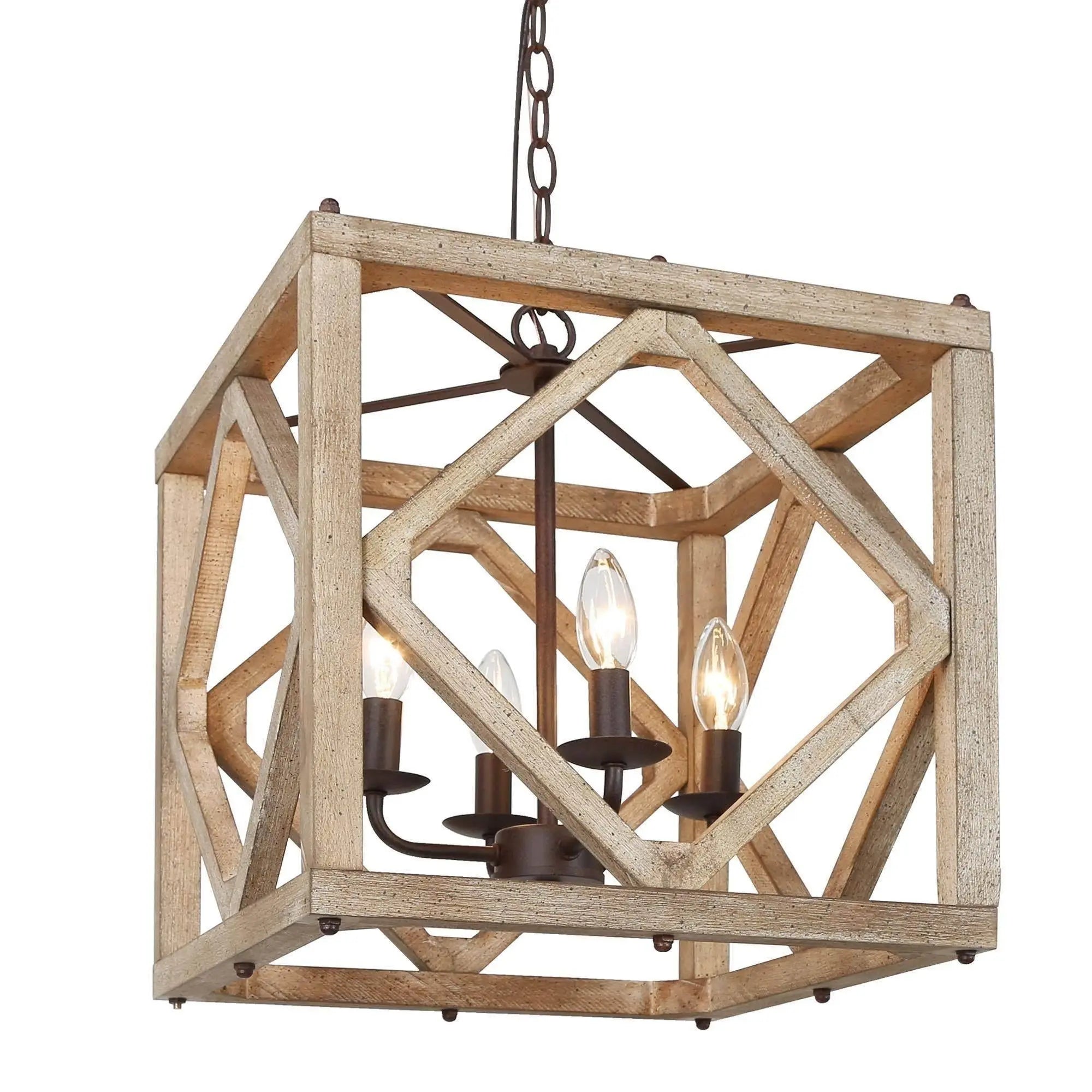 Elijah 4-Light Small Wood Chandelier