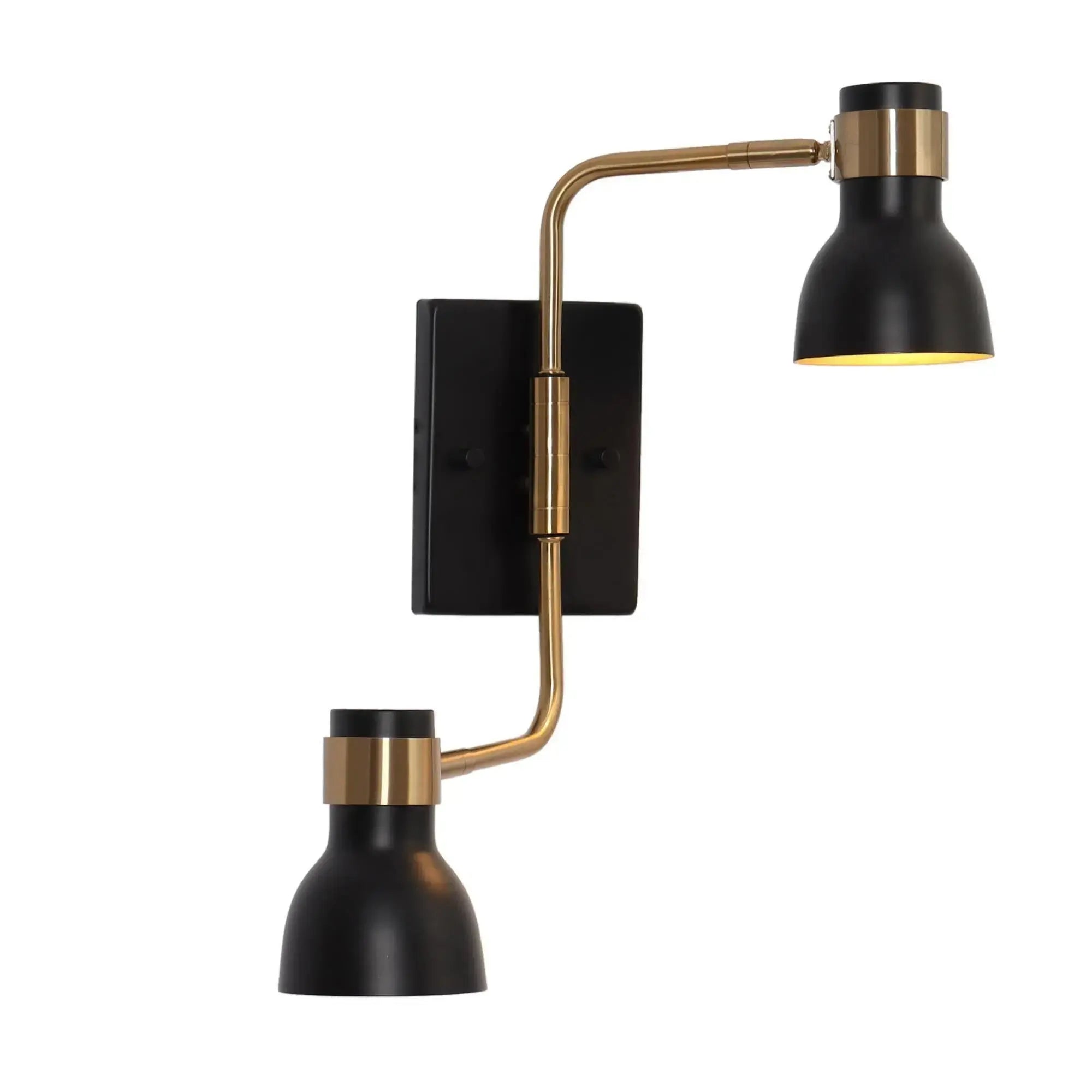 Elinkarce 2-Light Modern Black and Gold Armed Wall Sconces